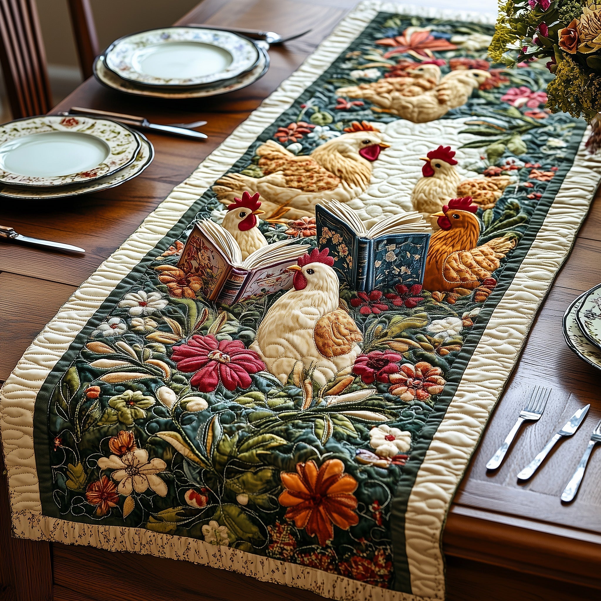 Reading Chicken Quilted Table Runner GFTONL4322