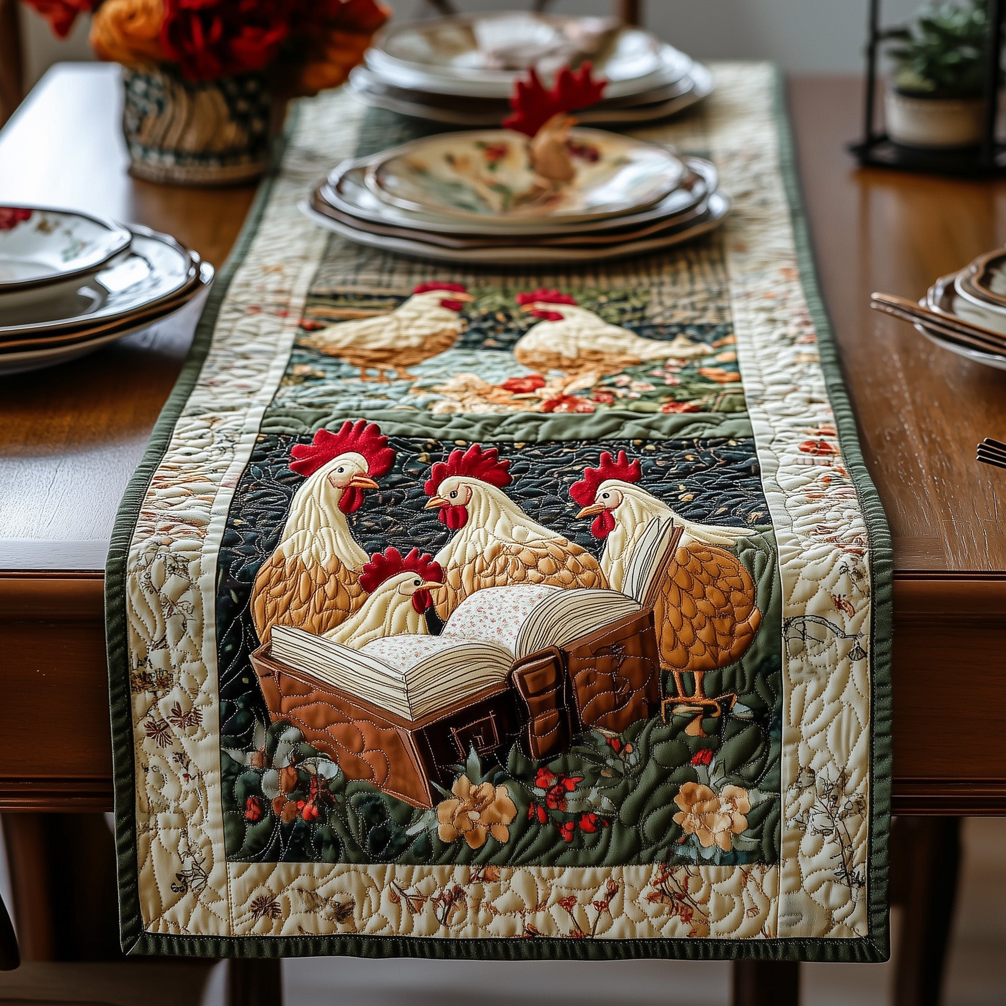Reading Chicken Quilted Table Runner GFTONL4323