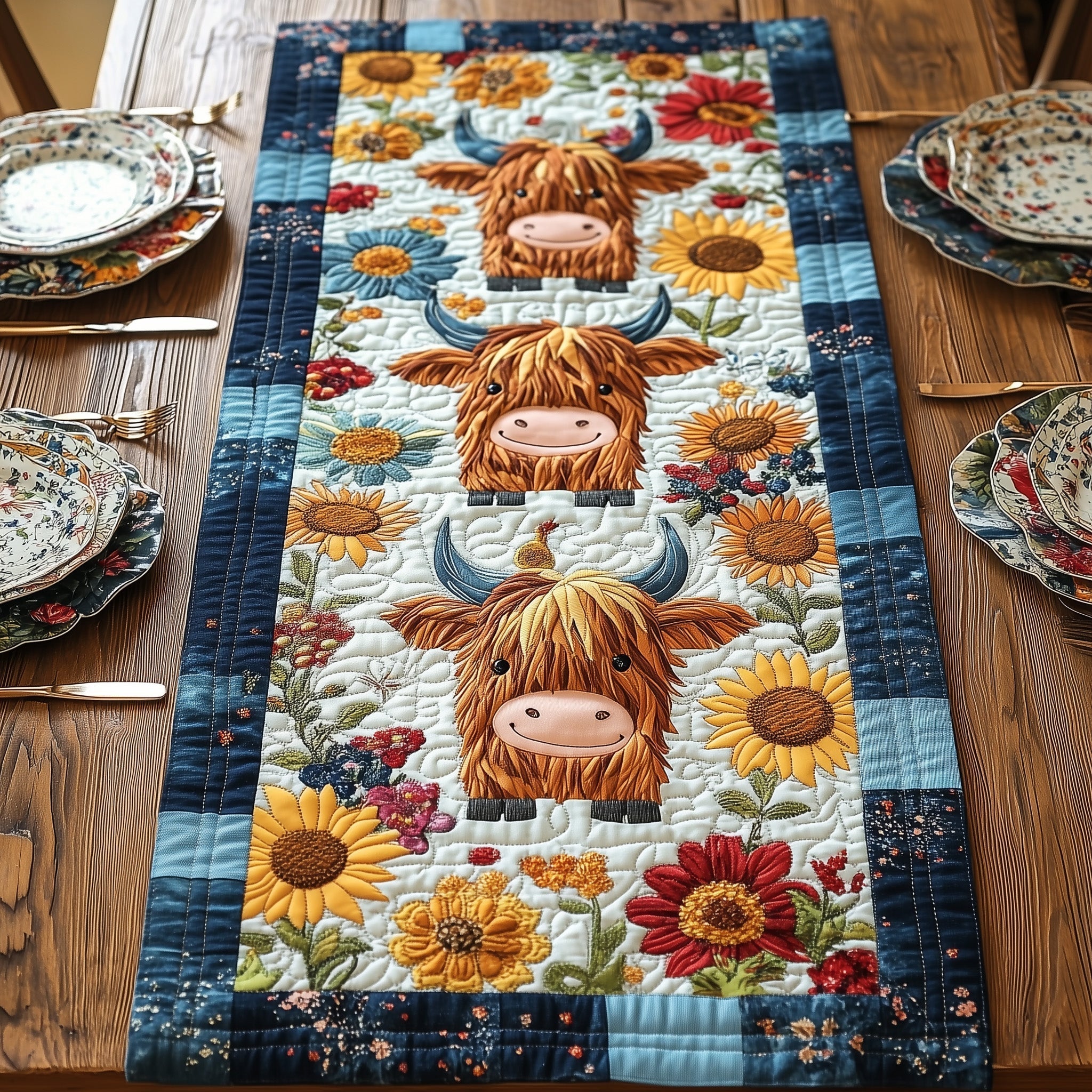Baby Highland Cow Quilted Table Runner GFTONL4333