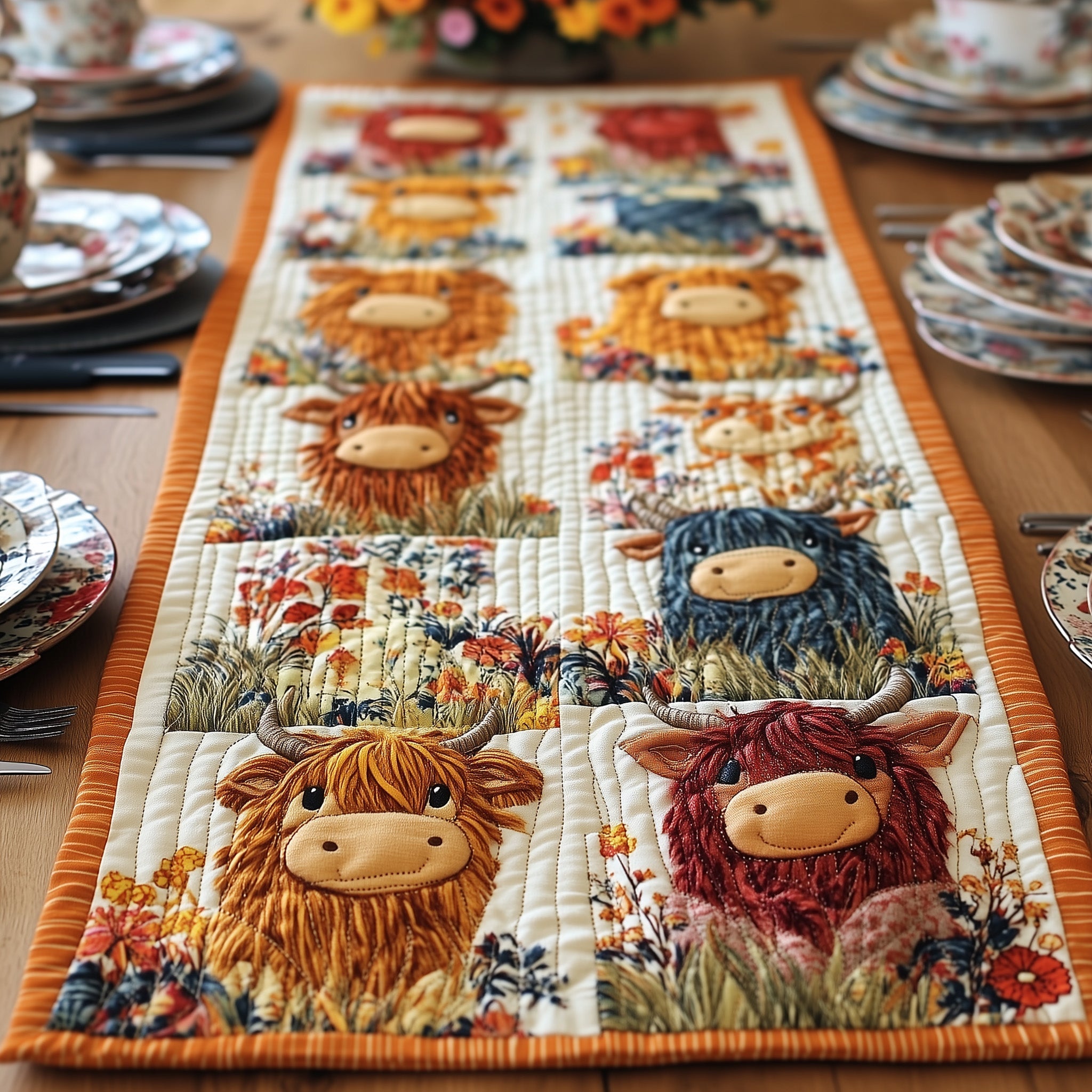 Baby Highland Cow Quilted Table Runner GFTONL4335
