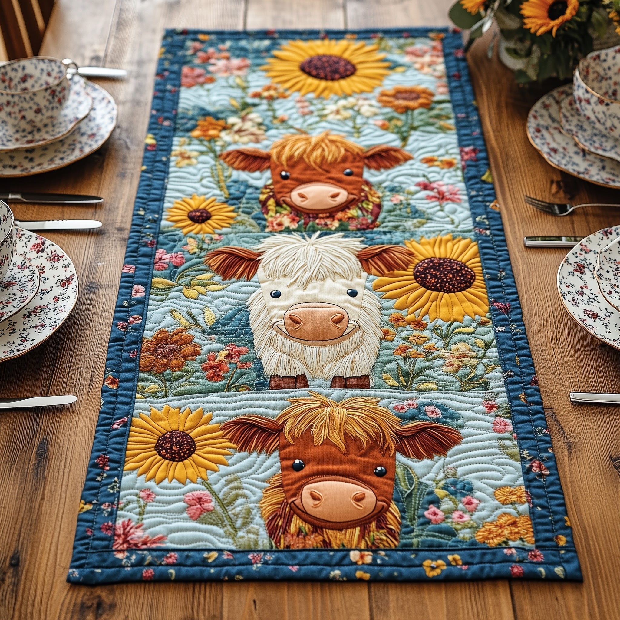 Baby Highland Cow Quilted Table Runner GFTONL4336