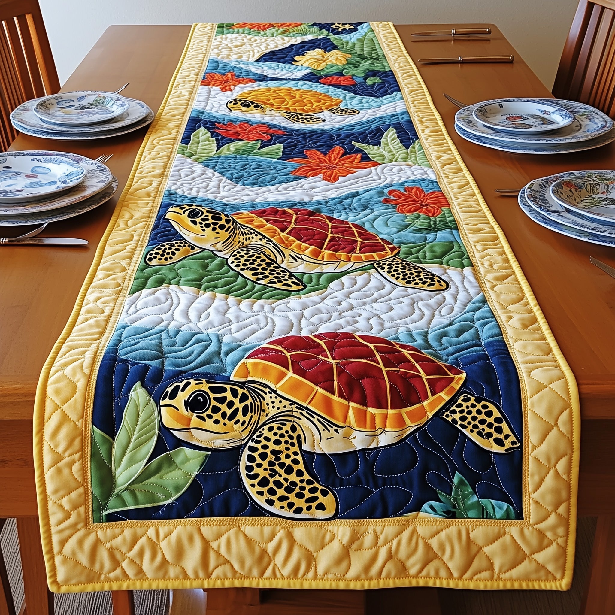 Joyful Turtle  Quilted Table Runner GFTONL4337