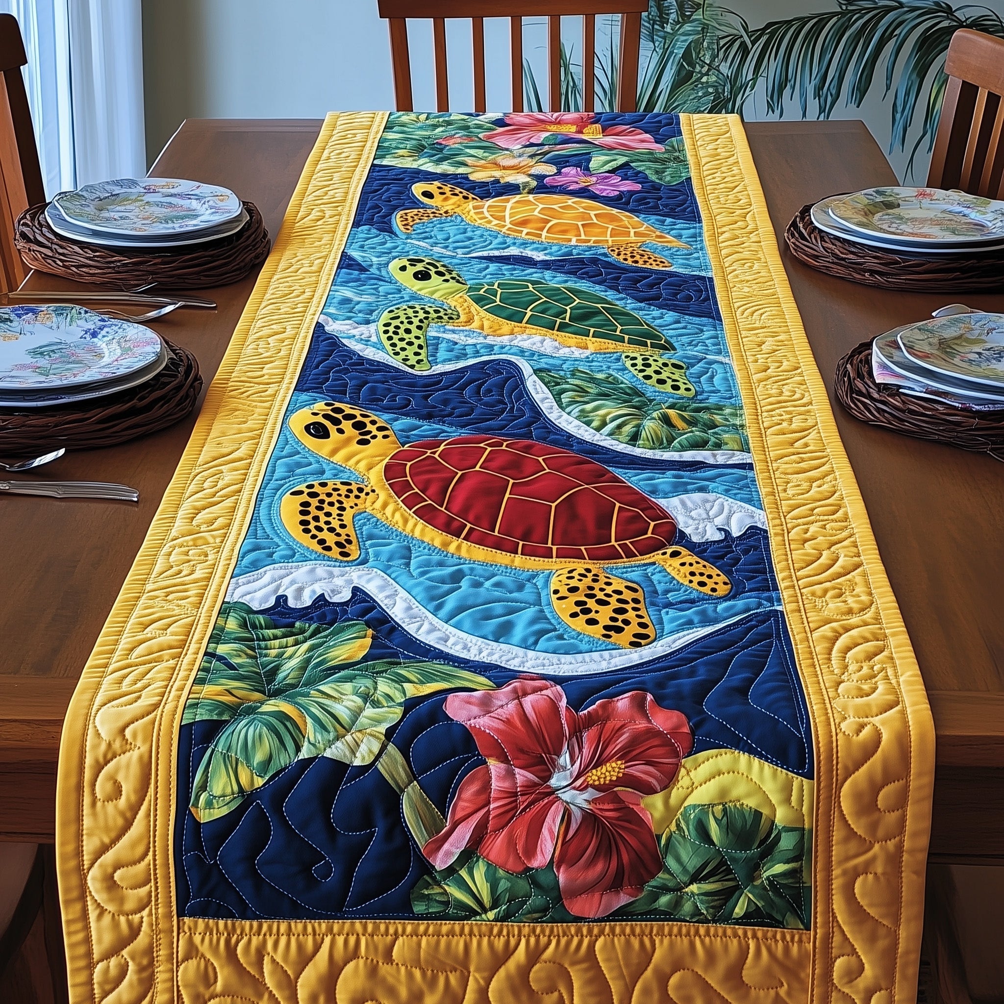 Joyful Turtle  Quilted Table Runner GFTONL4338