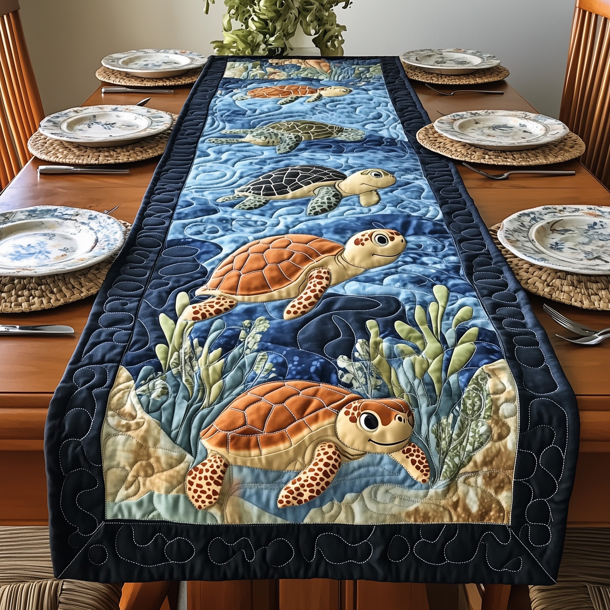 Joyful Turtle  Quilted Table Runner GFTONL4339