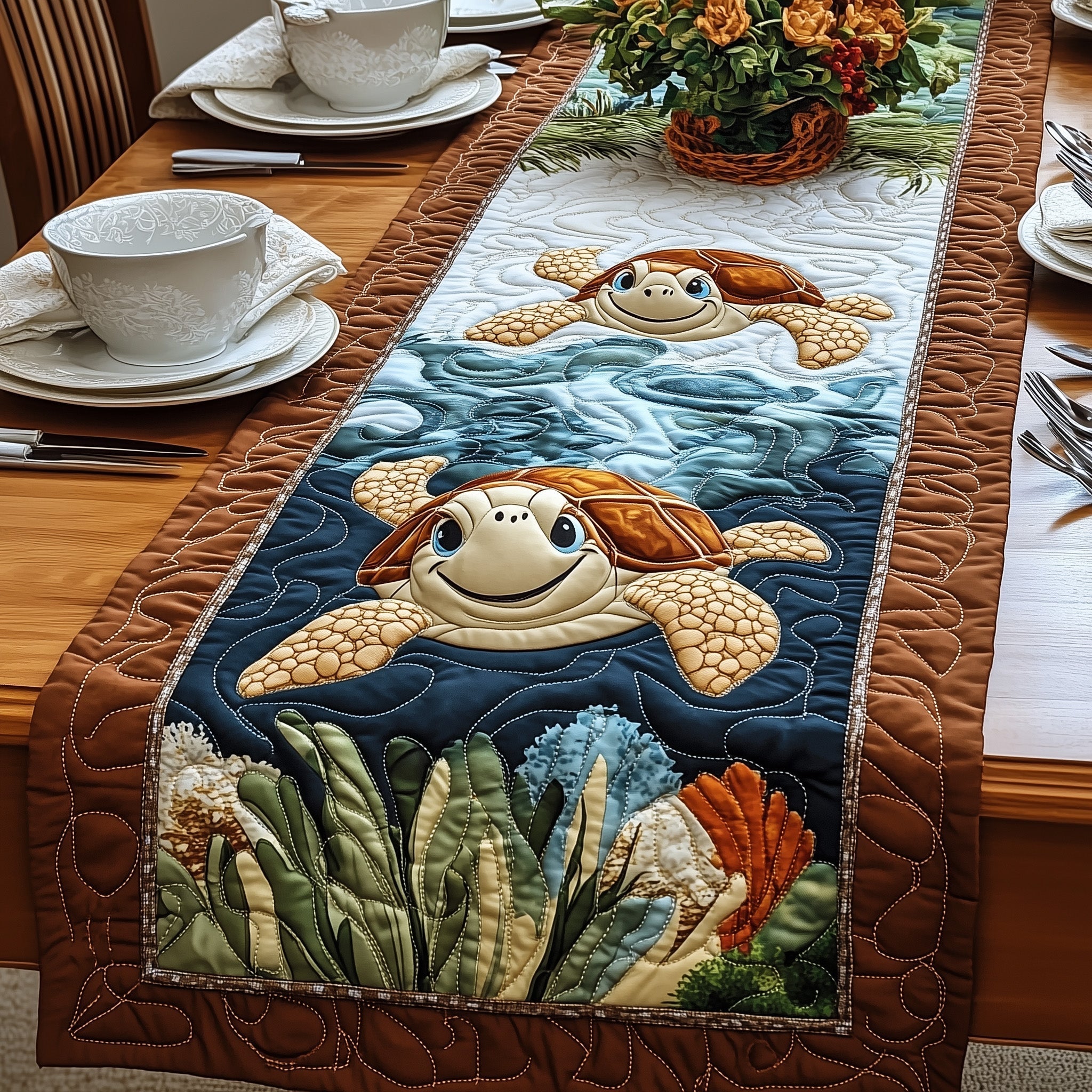 Joyful Turtle  Quilted Table Runner GFTONL4340