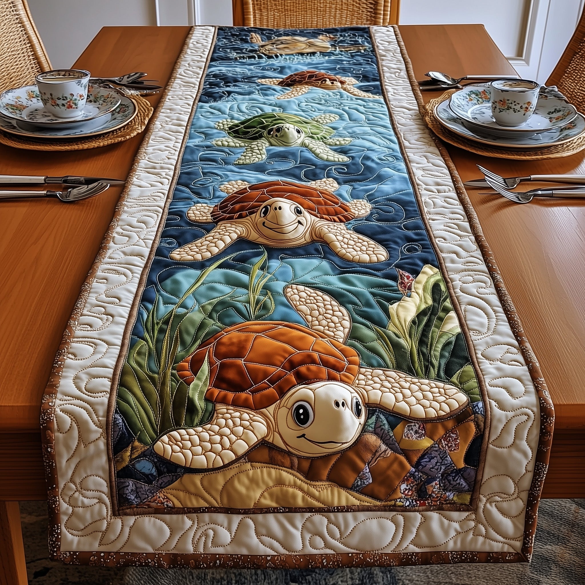 Joyful Turtle  Quilted Table Runner GFTONL4341