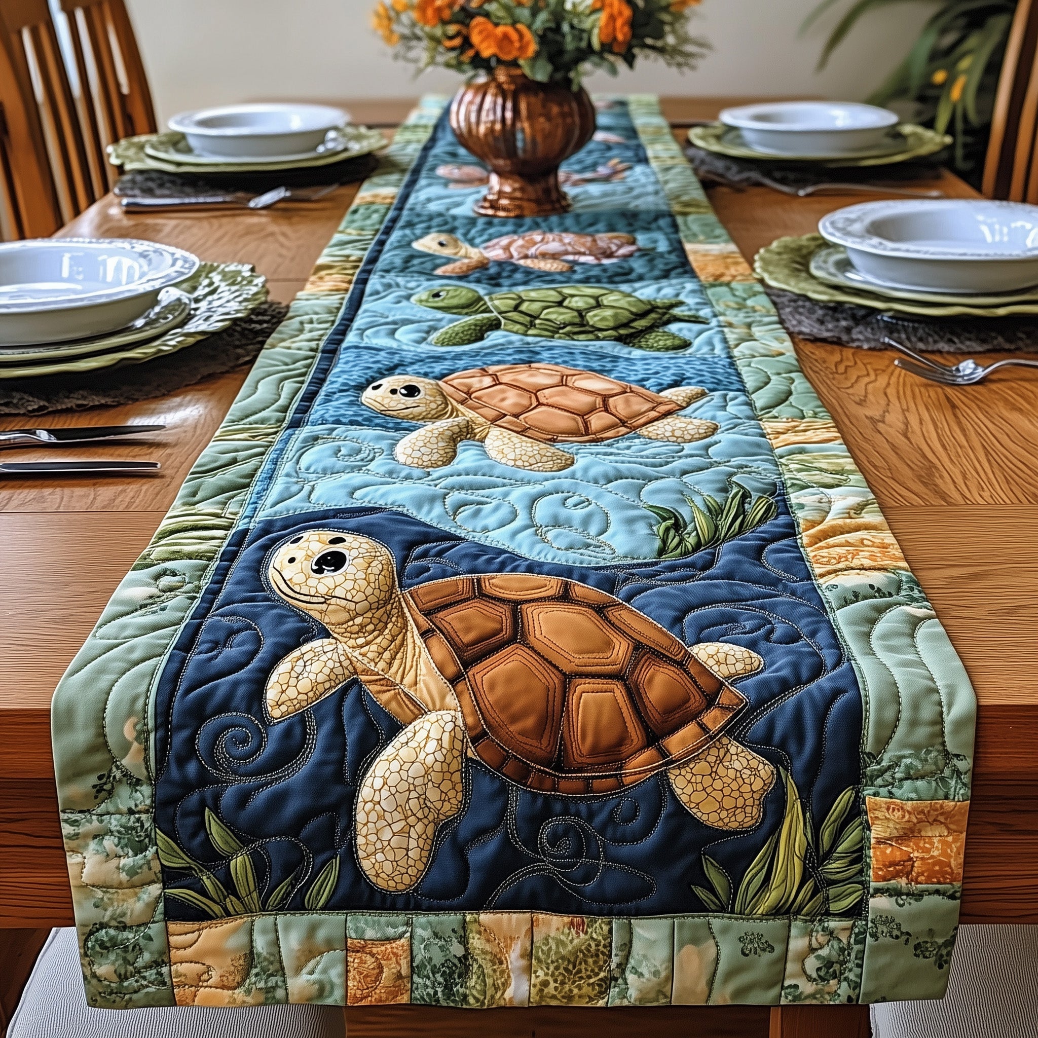 Joyful Turtle  Quilted Table Runner GFTONL4342
