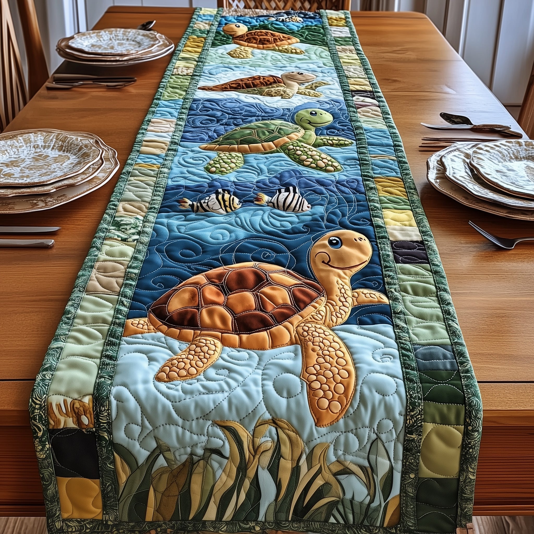 Turtle Charm Quilted Table Runner GFTONL4344