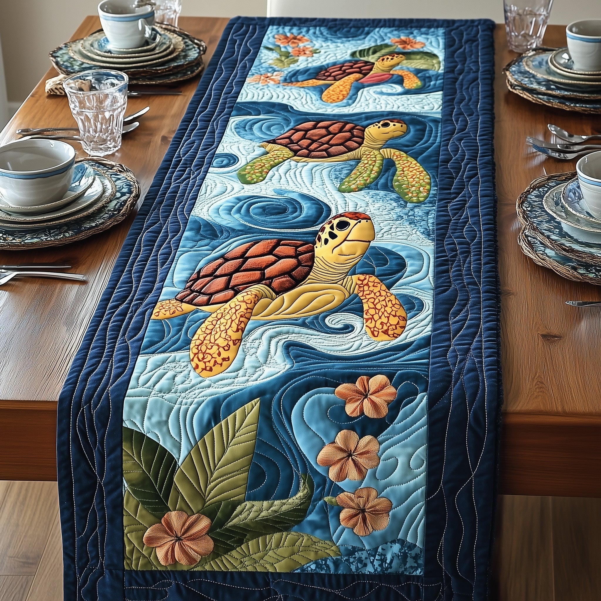 Turtle Charm Quilted Table Runner GFTONL4345