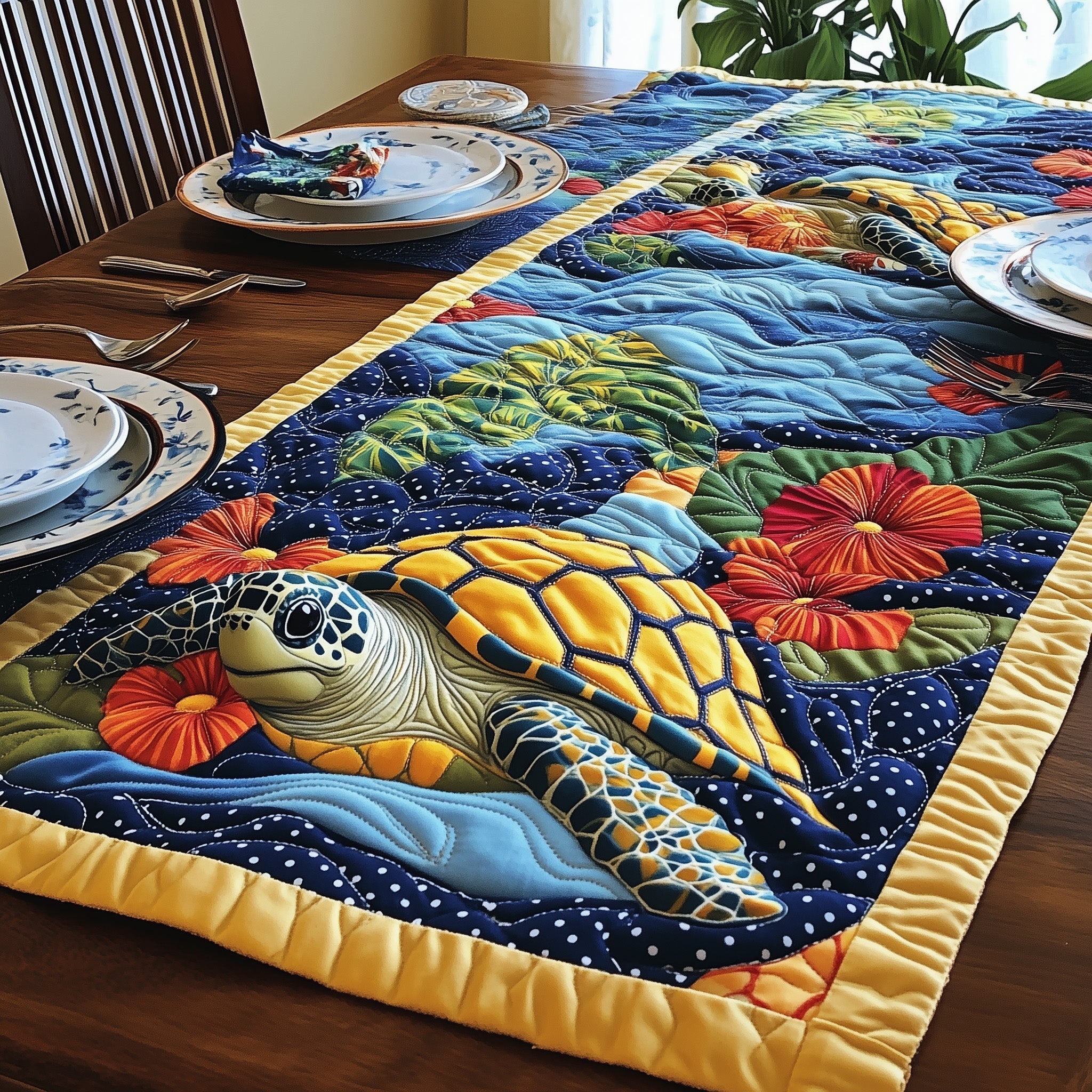 Turtle Charm Quilted Table Runner GFTONL4346