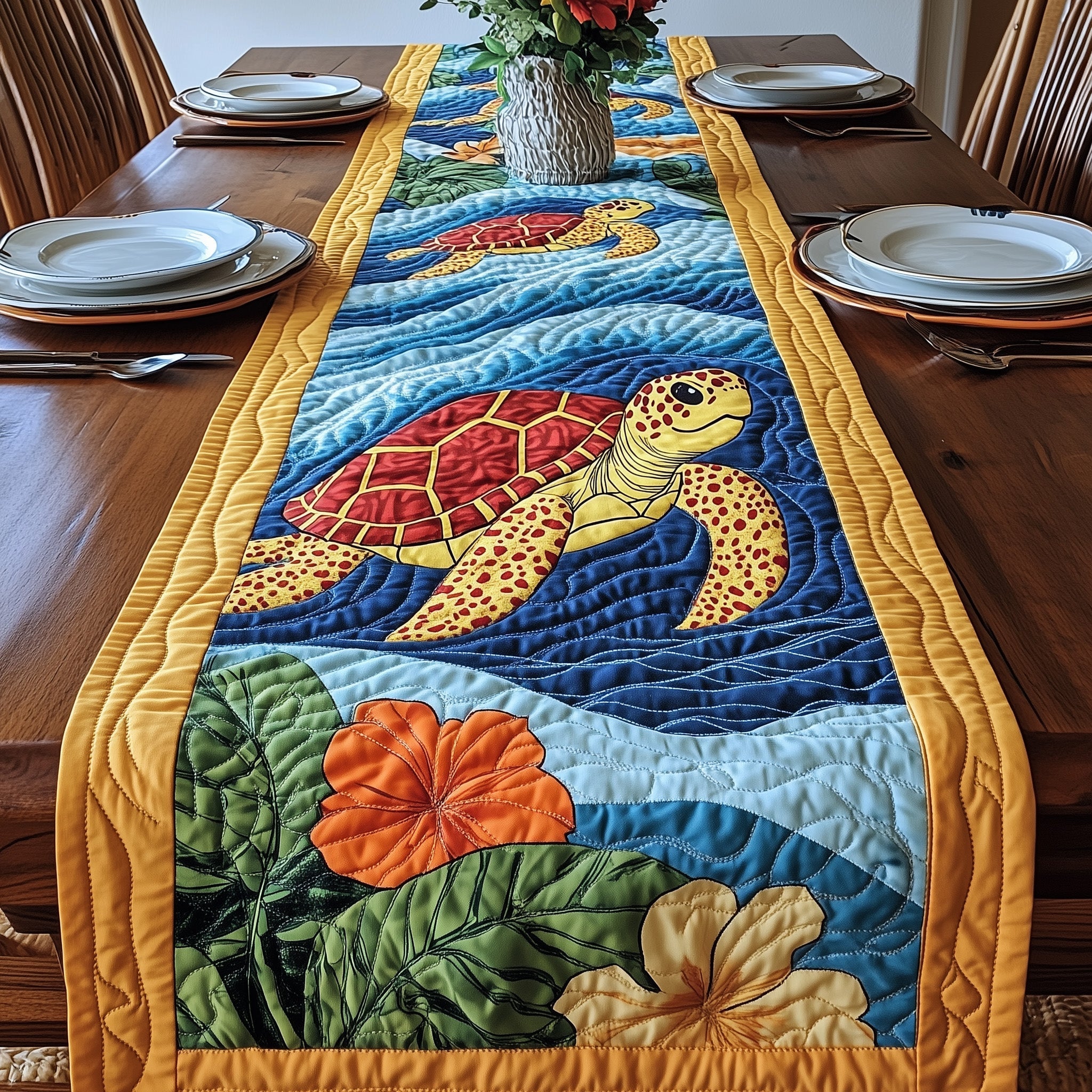 Turtle Charm Quilted Table Runner GFTONL4347