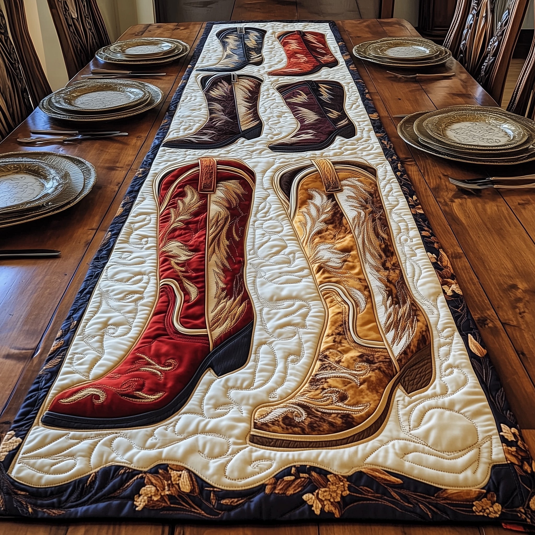 Rustic Boots Quilted Table Runner GFTONL4396