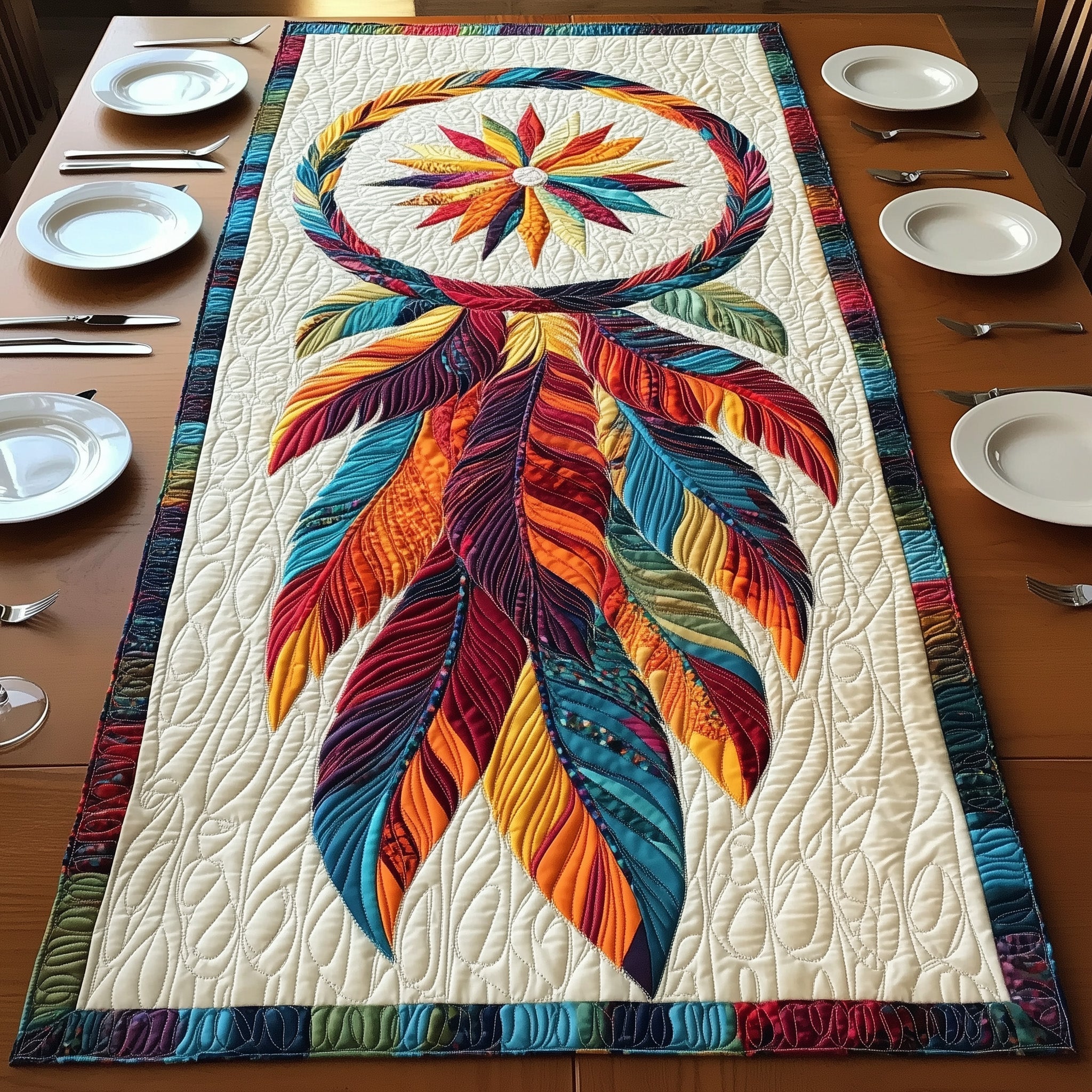 Feathers Dreamcatcher Quilted Table Runner GFTONL4659