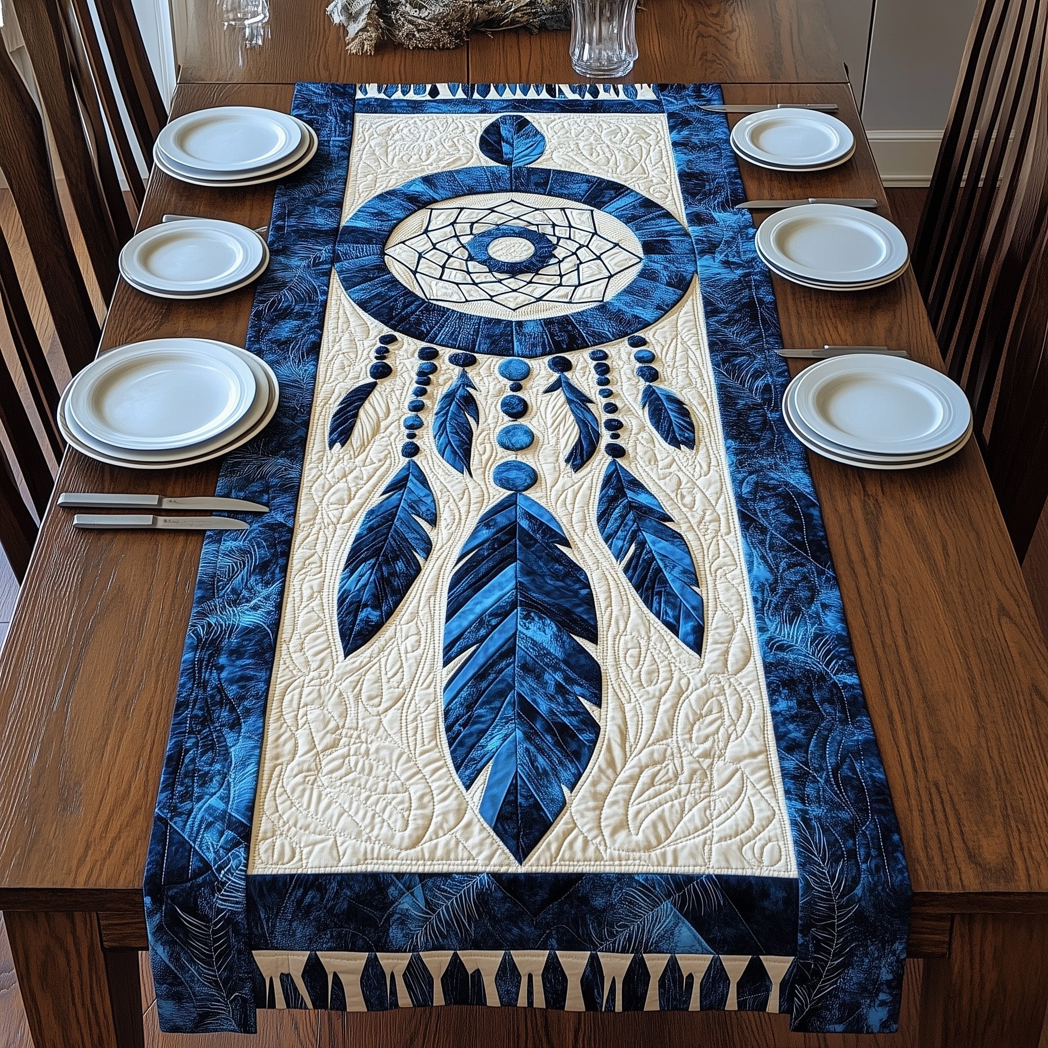 Blue Dreamcatcher Quilted Table Runner GFTONL4663