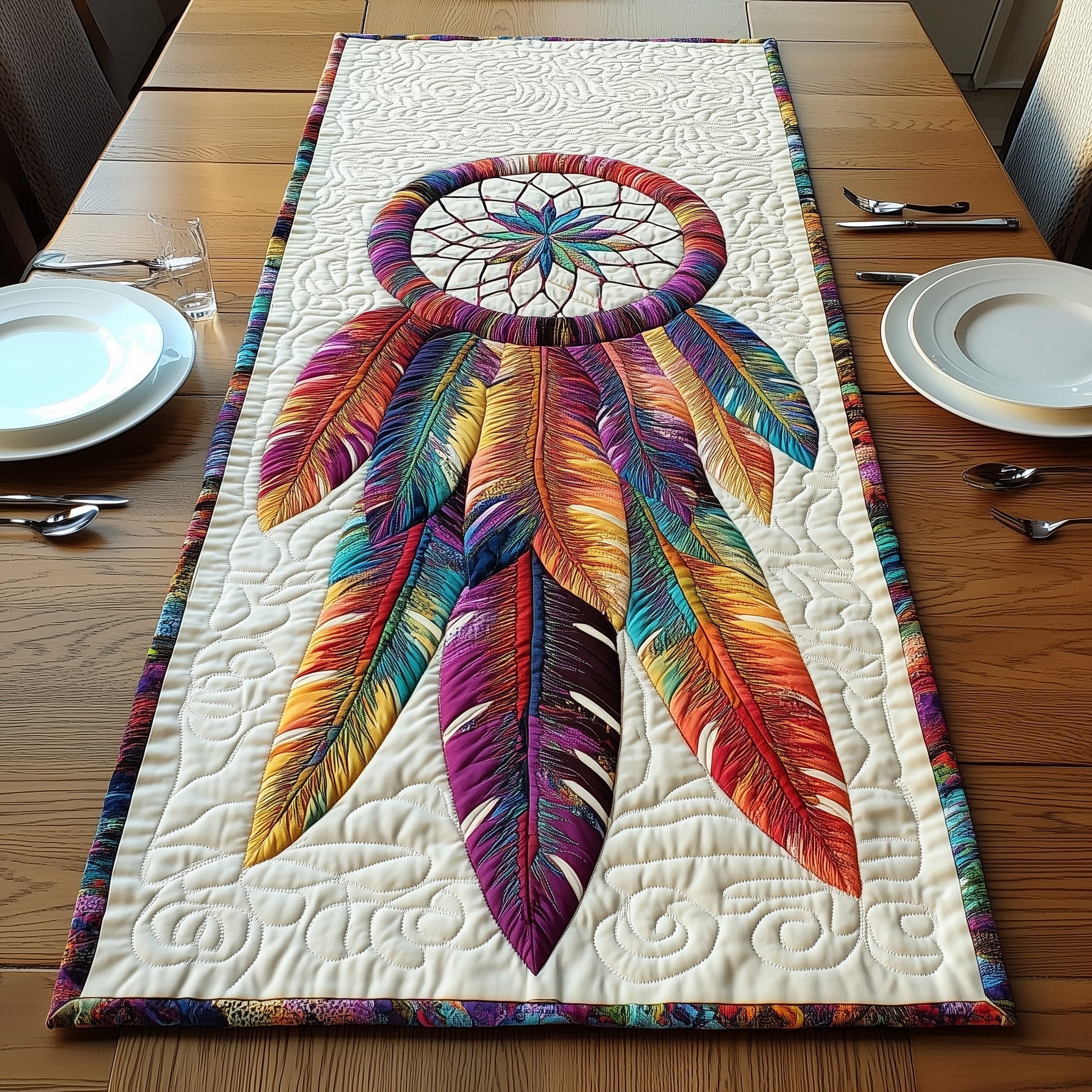 Feathers Dream Quilted Table Runner GFTONL4664