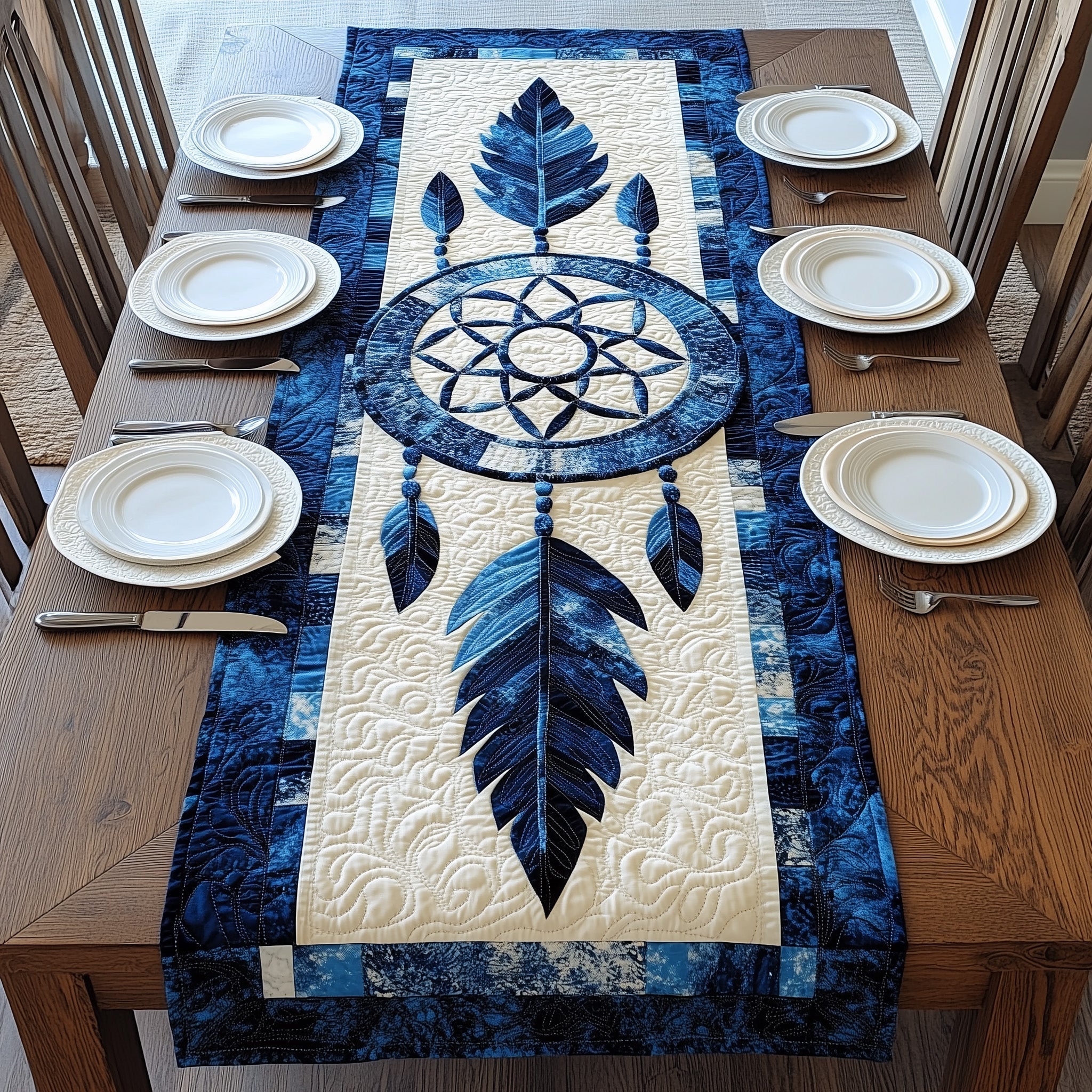 Blue Dreamcatcher Quilted Table Runner GFTONL4672