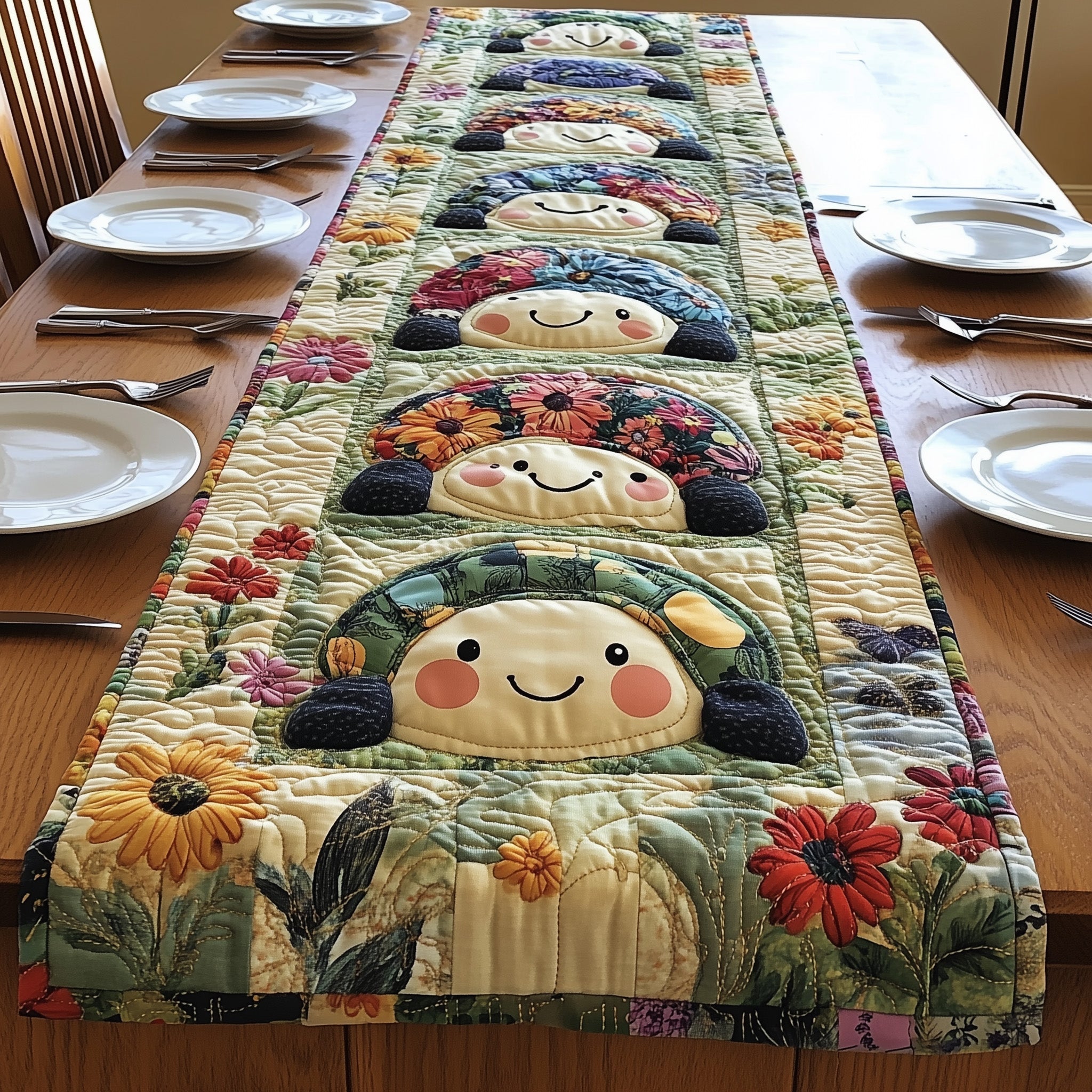 Botanical Turtles Quilted Table Runner GFTONL4712