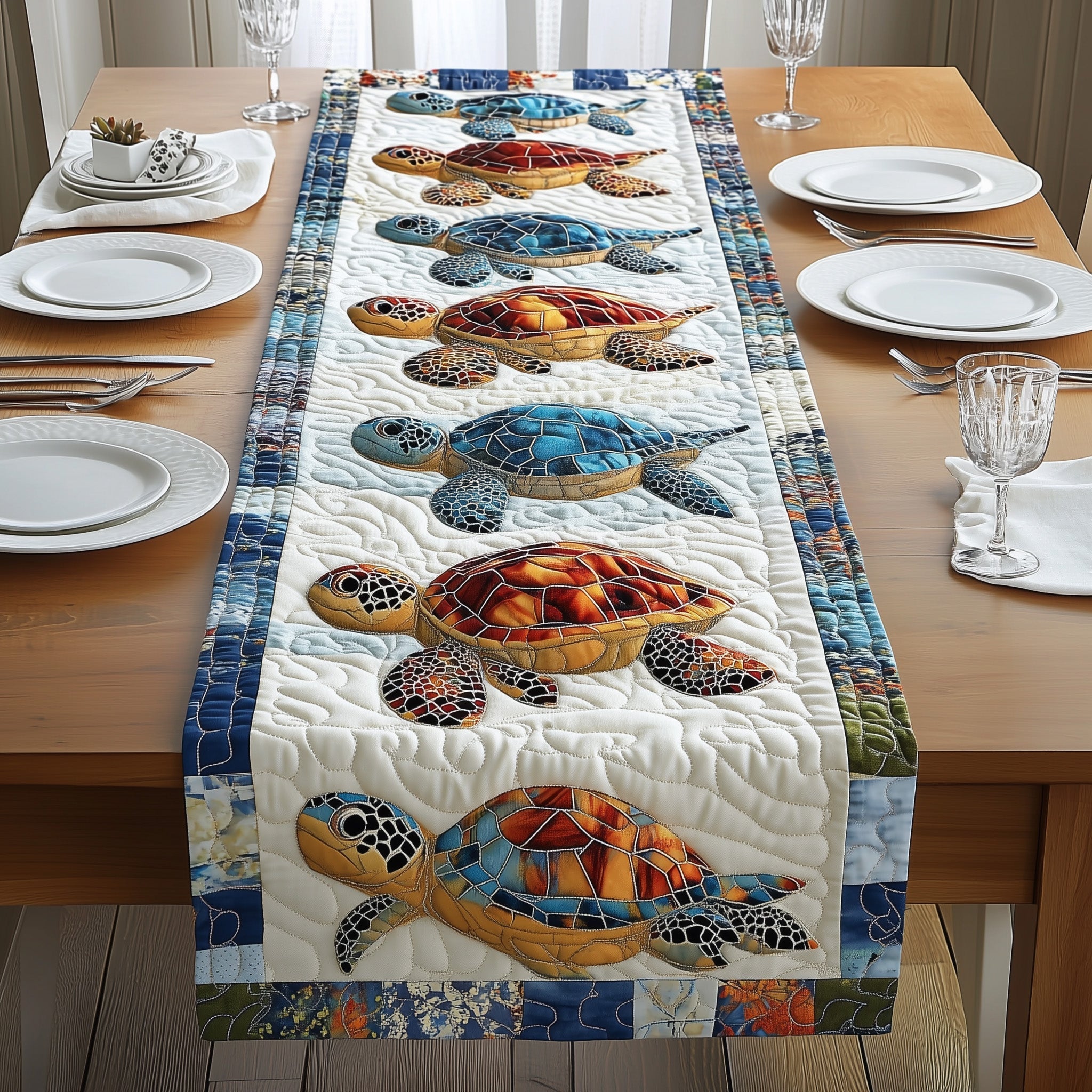 Turtles Charm Quilted Table Runner GFTONL4719