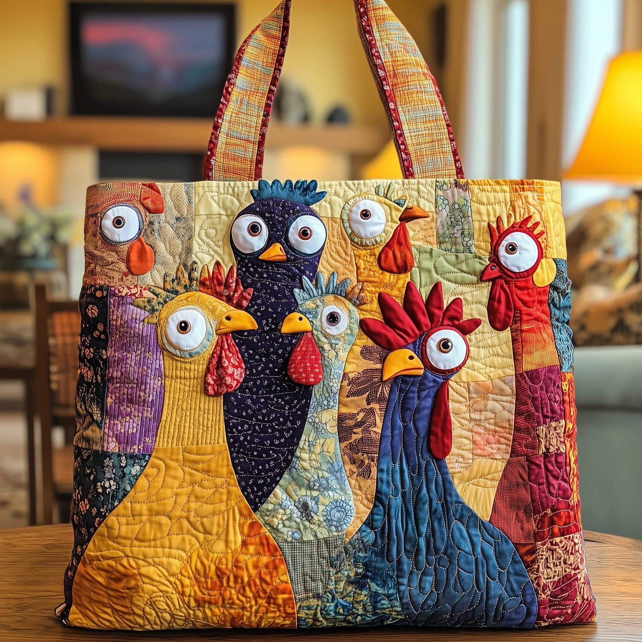 Cheerful Chicken Quilted Tote Bag GFTONL4842