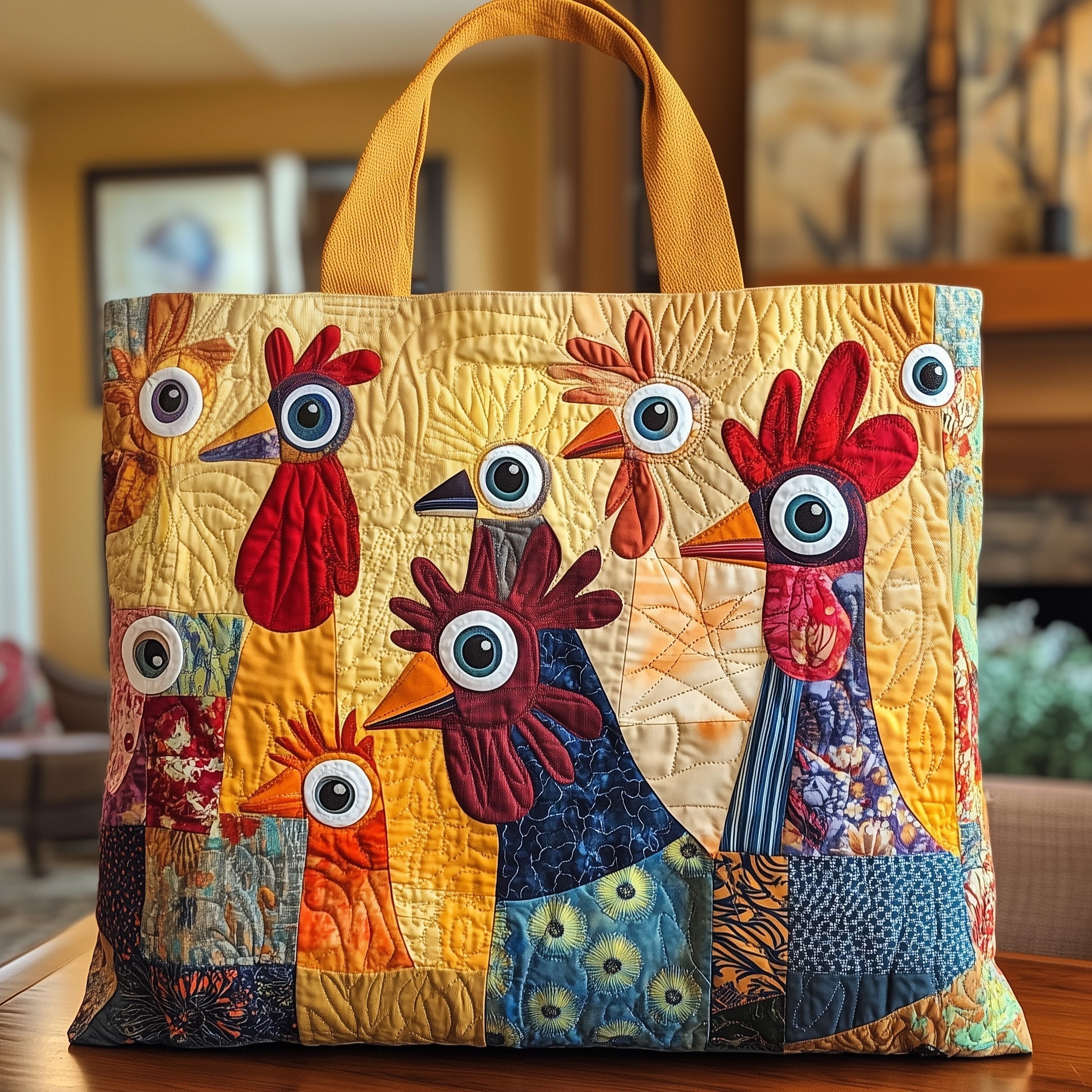 Cheerful Chicken Quilted Tote Bag GFTONL4843