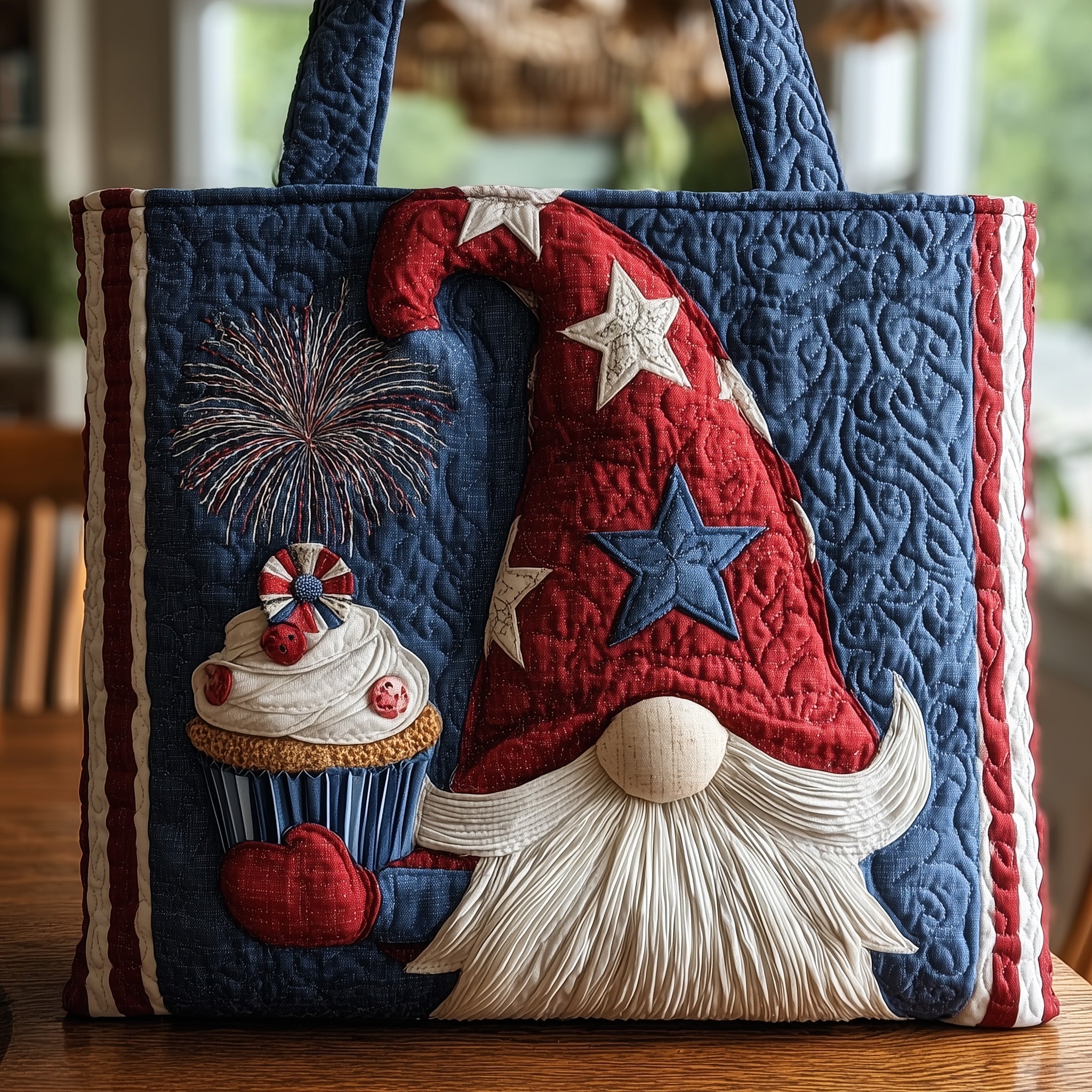 Patriotic Gnome Quilted Tote Bag GFTONL4934