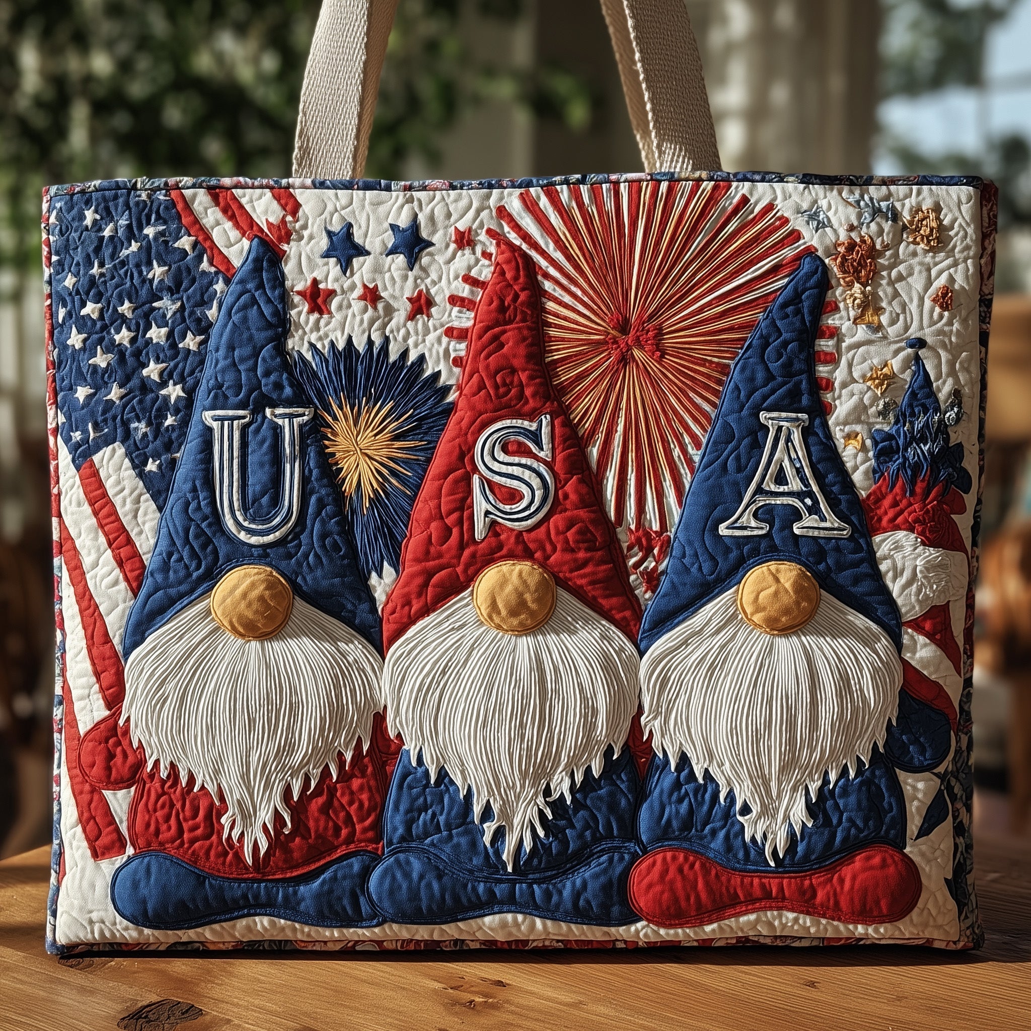 USA Patriot Gnome Quilted Tote Bag GFTONL4935