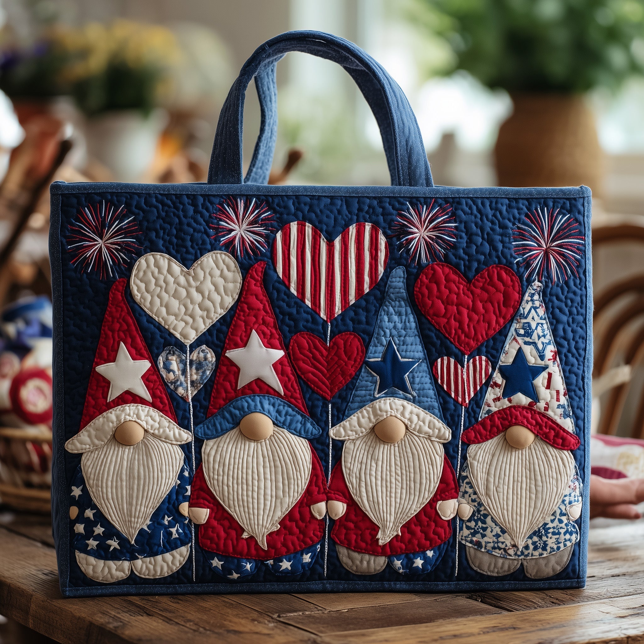 Patriotic Gnomes Quilted Tote Bag GFTONL4937