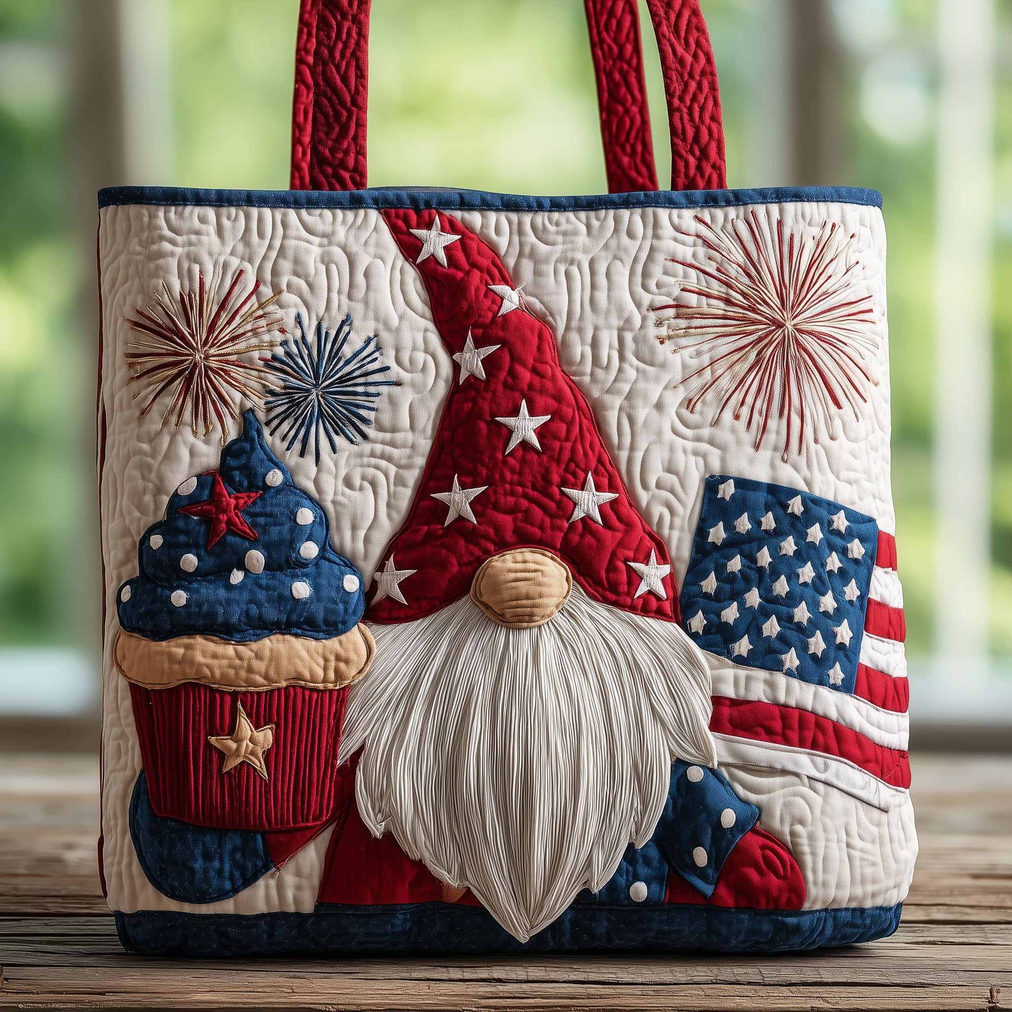 Patriotic Gnome Quilted Tote Bag GFTONL4939