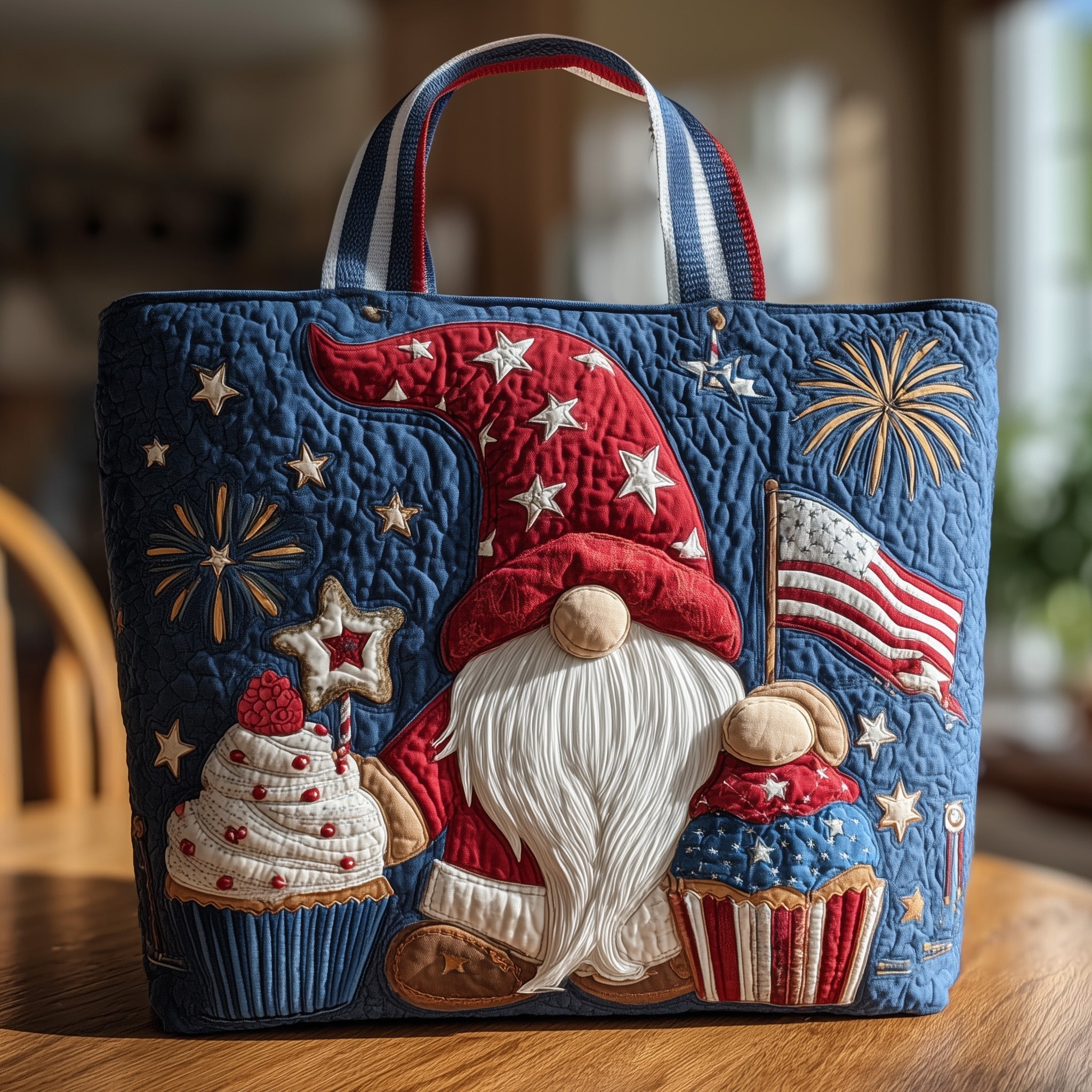 Patriotic Gnome Quilted Tote Bag GFTONL4940