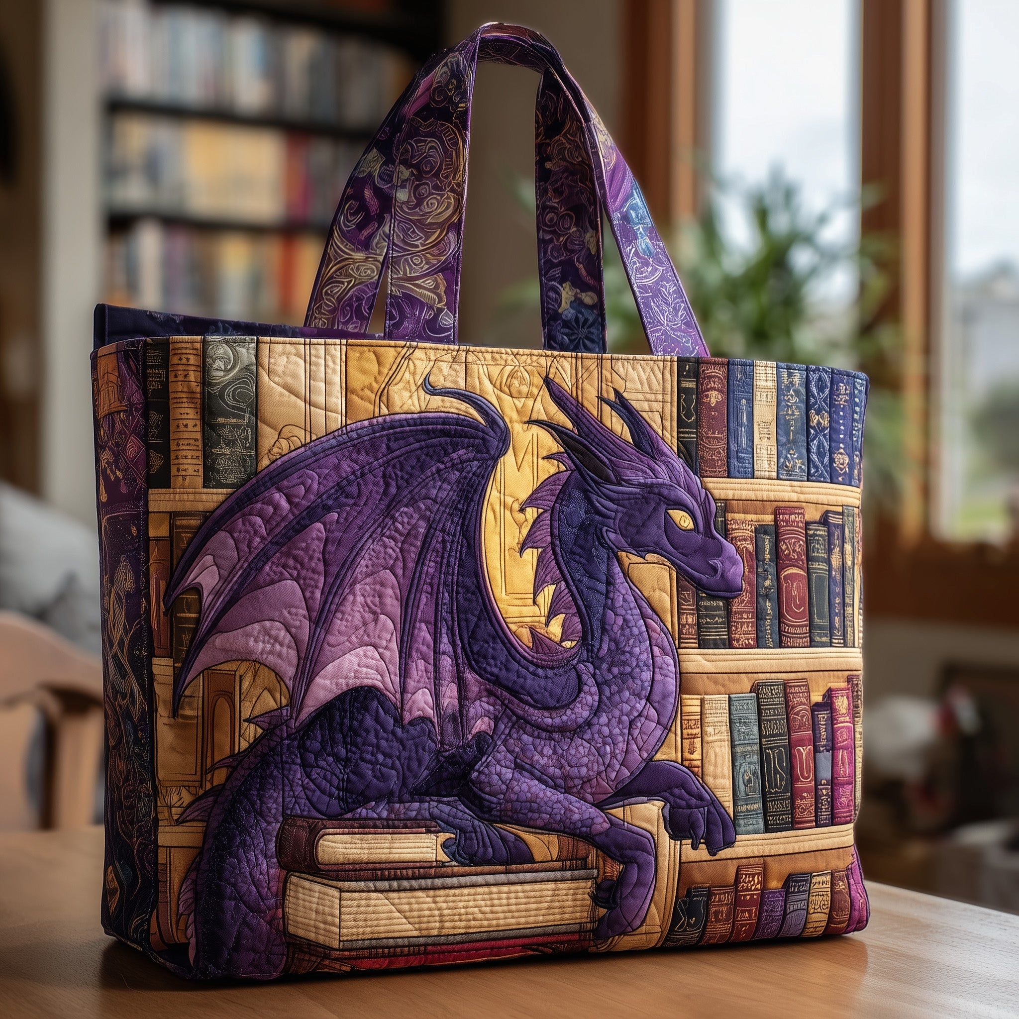 Library Dragon Quilted Tote Bag GFTONL5035