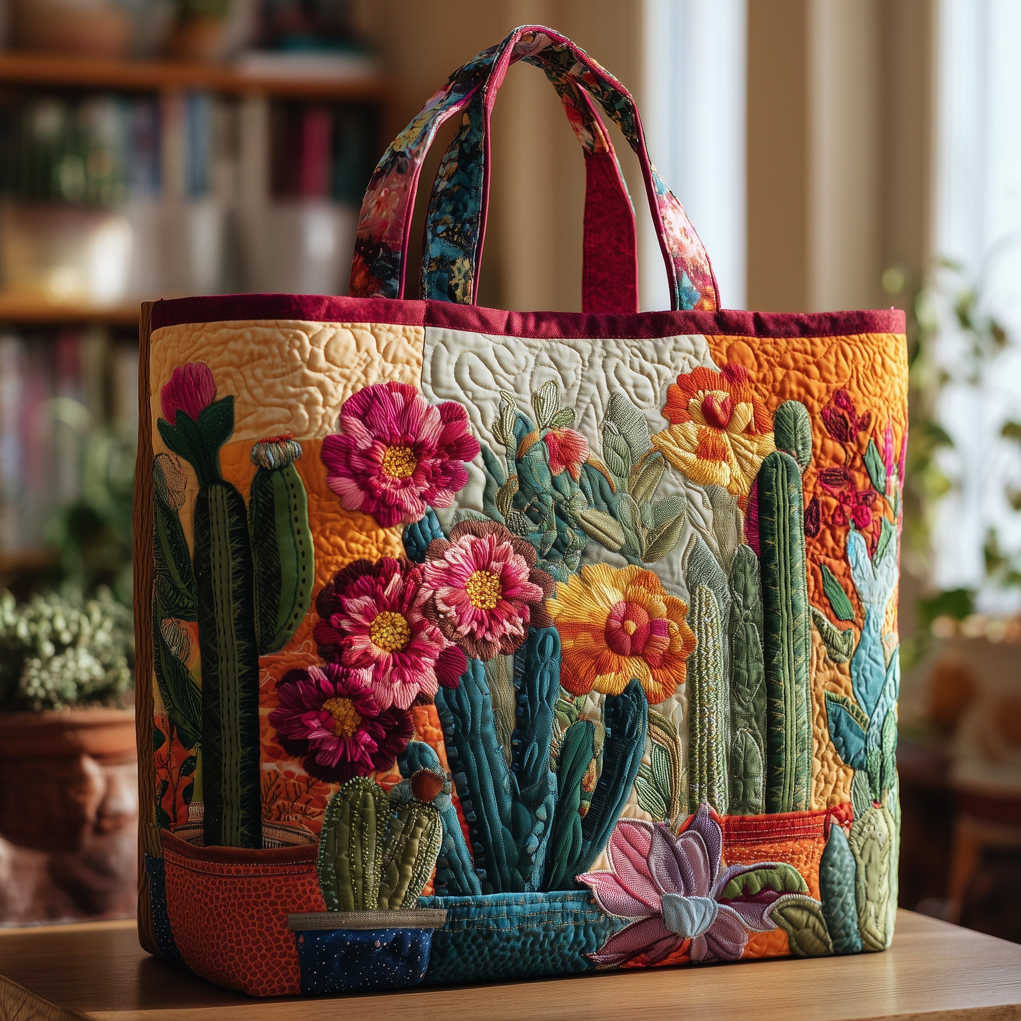 Blooming Cactus Quilted Tote Bag GFTONL5056