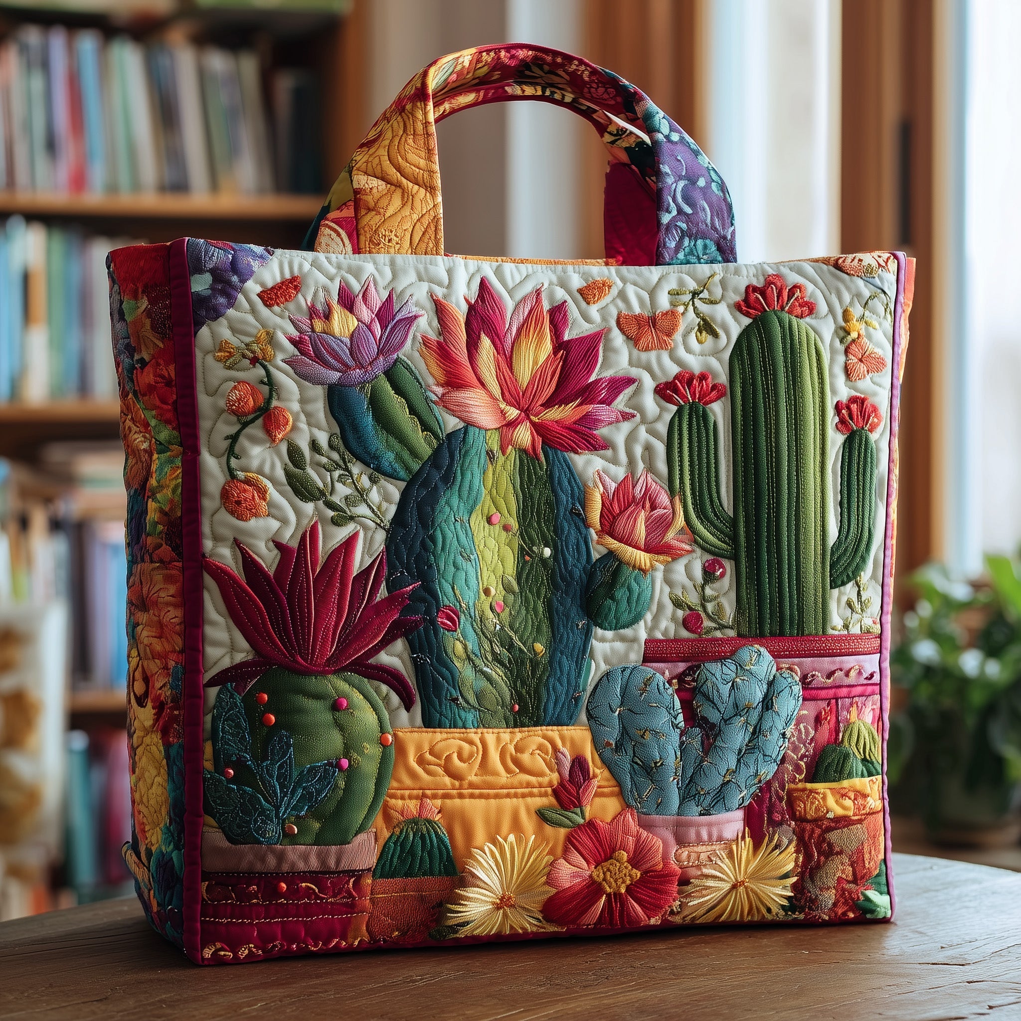 Blooming Cactus Quilted Tote Bag GFTONL5058
