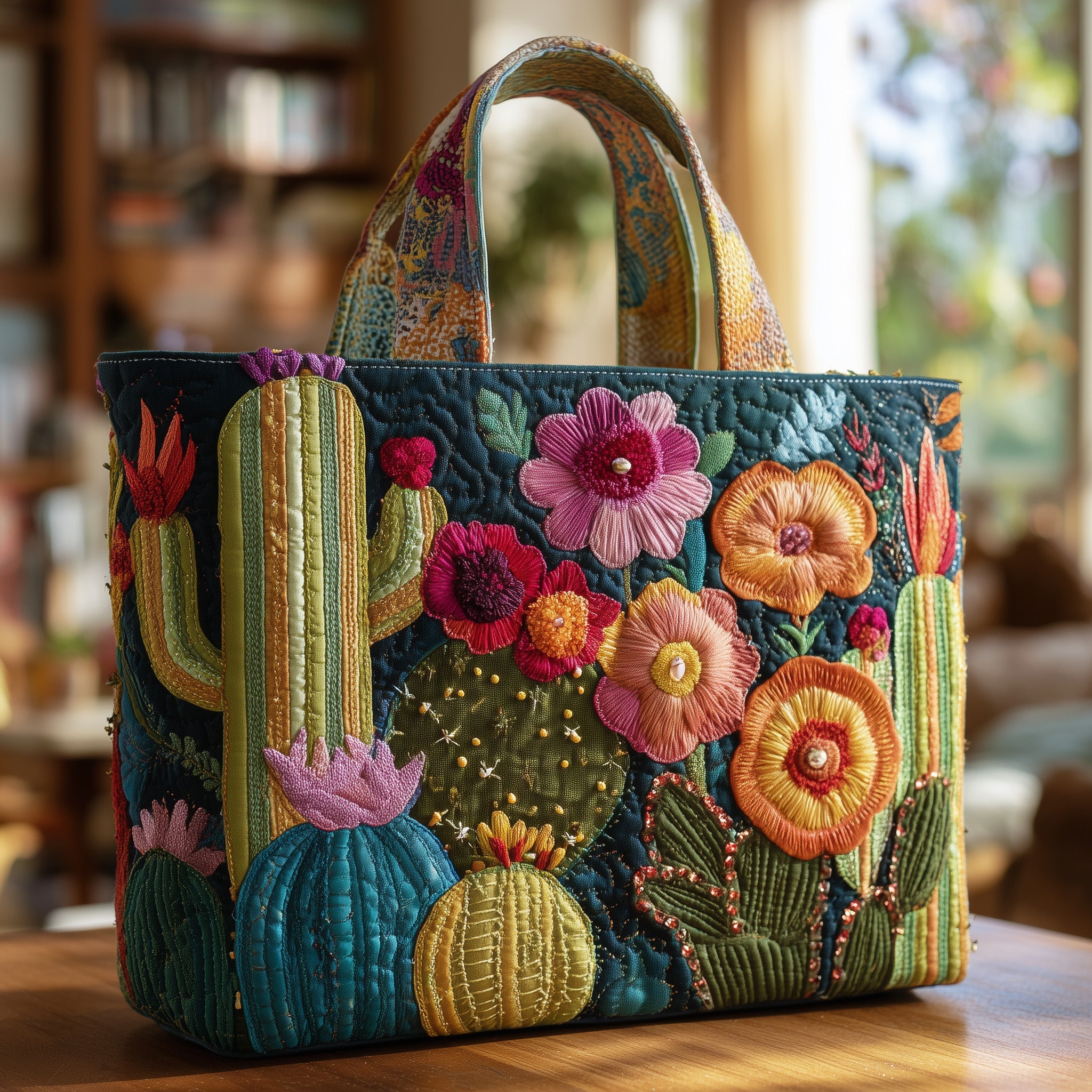 Blooming Cactus Quilted Tote Bag GFTONL5071