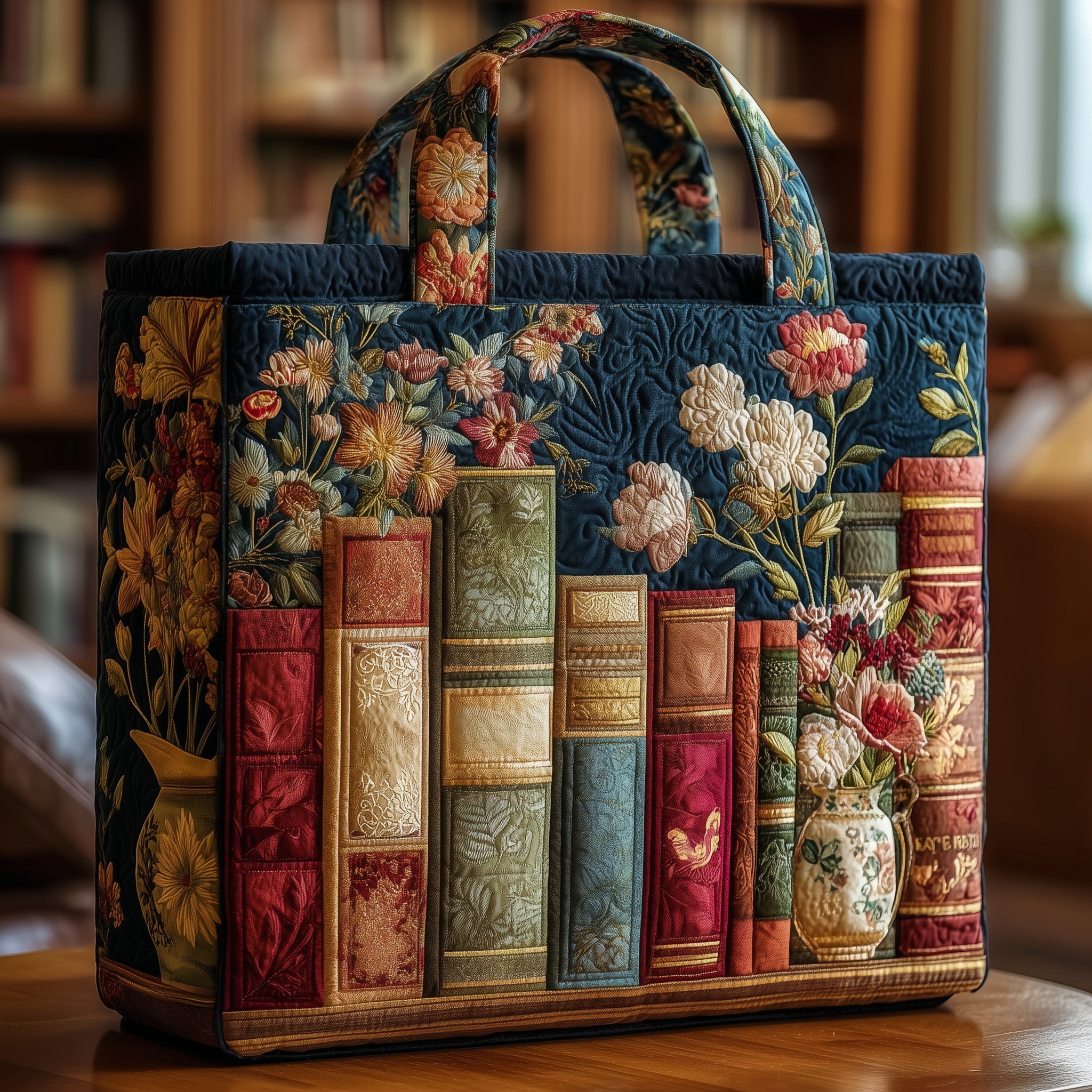Vintage Bookish Quilted Tote Bag GFTONL5209