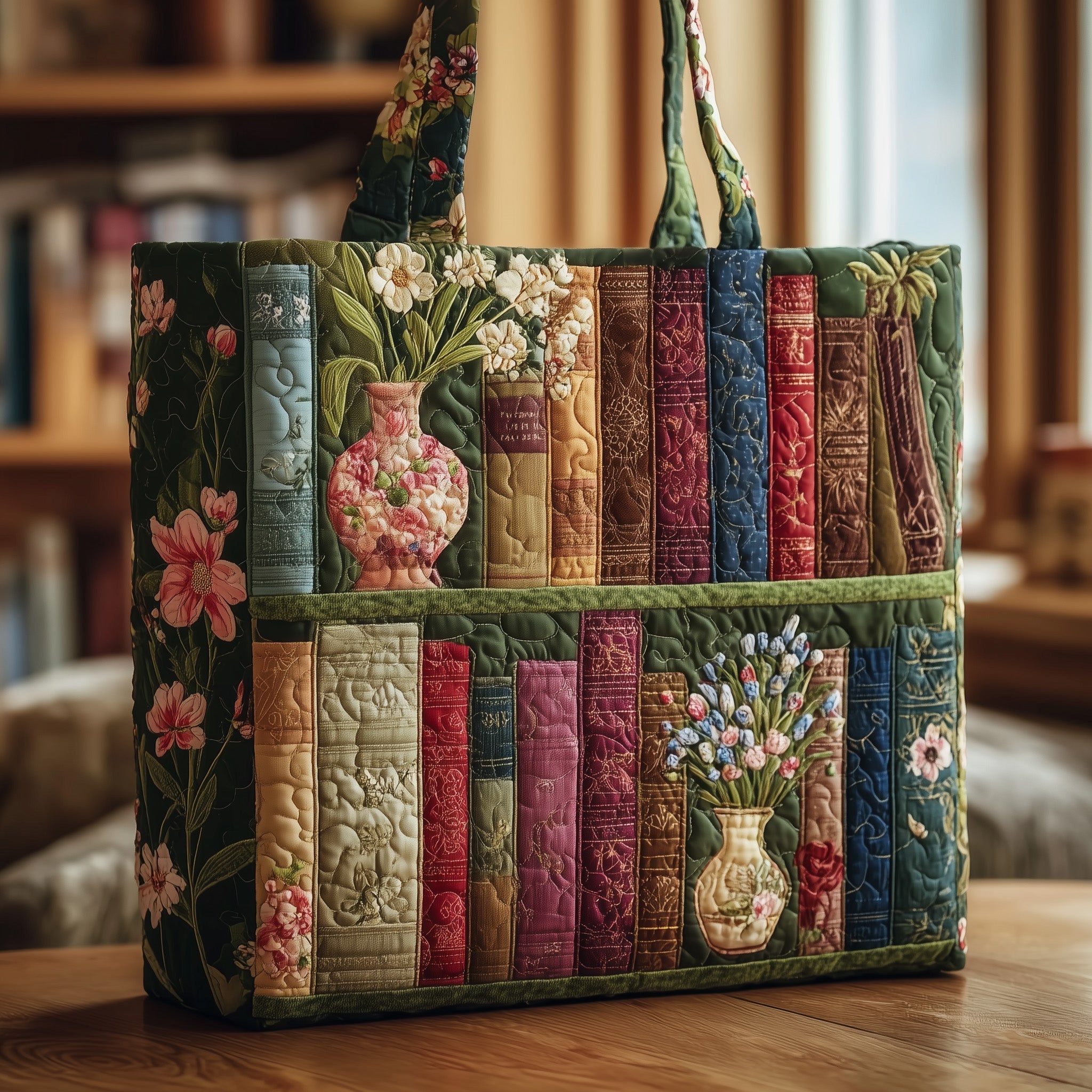 Vintage Bookish Quilted Tote Bag GFTONL5212