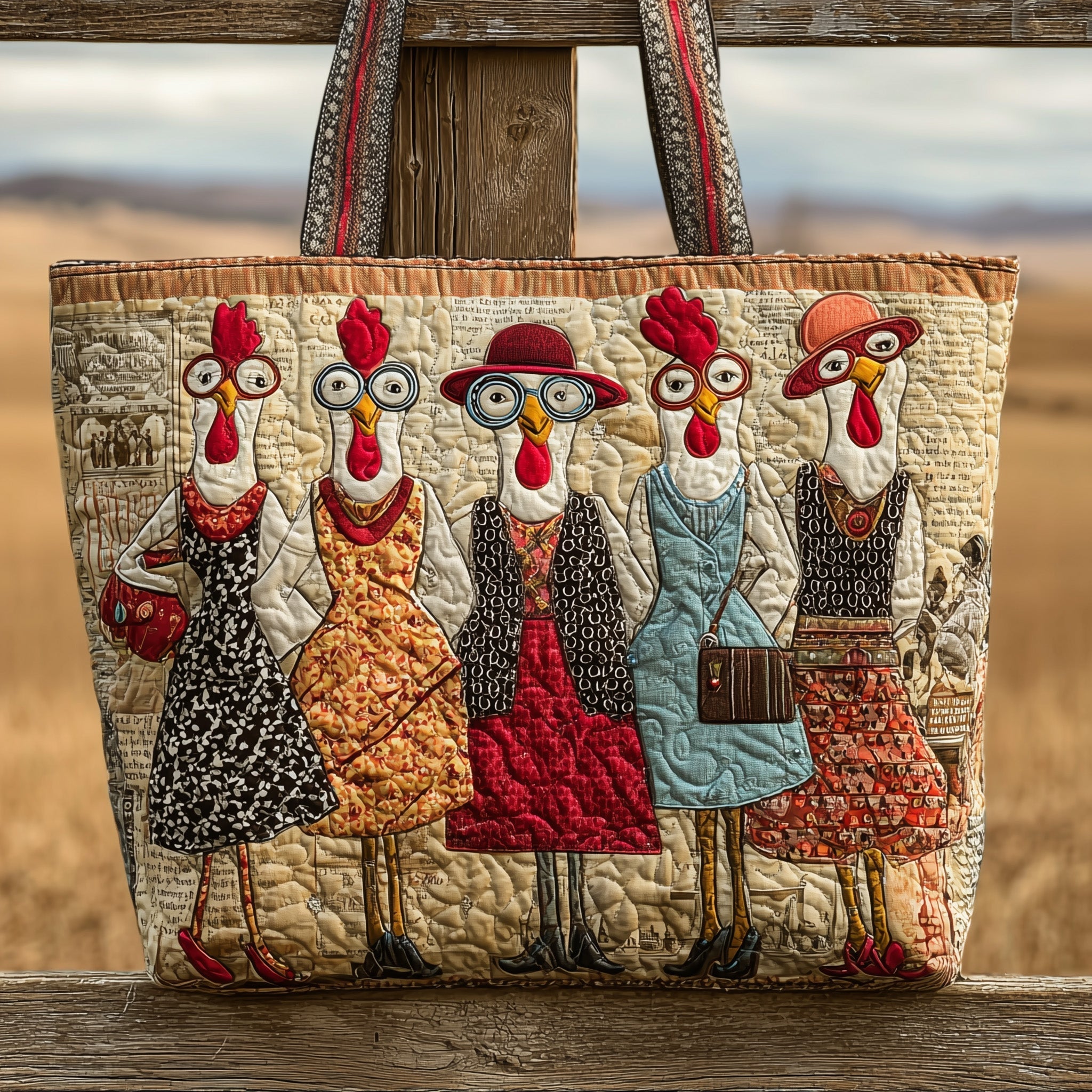 Lady Chicken Quilted Tote Bag GFTONL5260