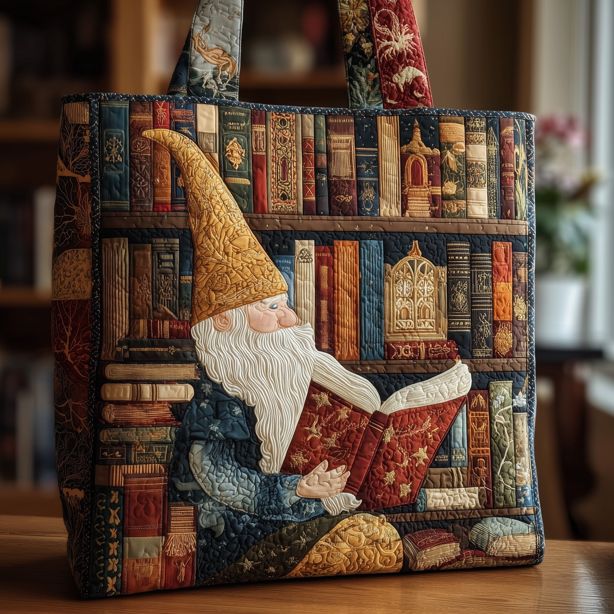 Reading Gnome Quilted Tote Bag GFTONL5345
