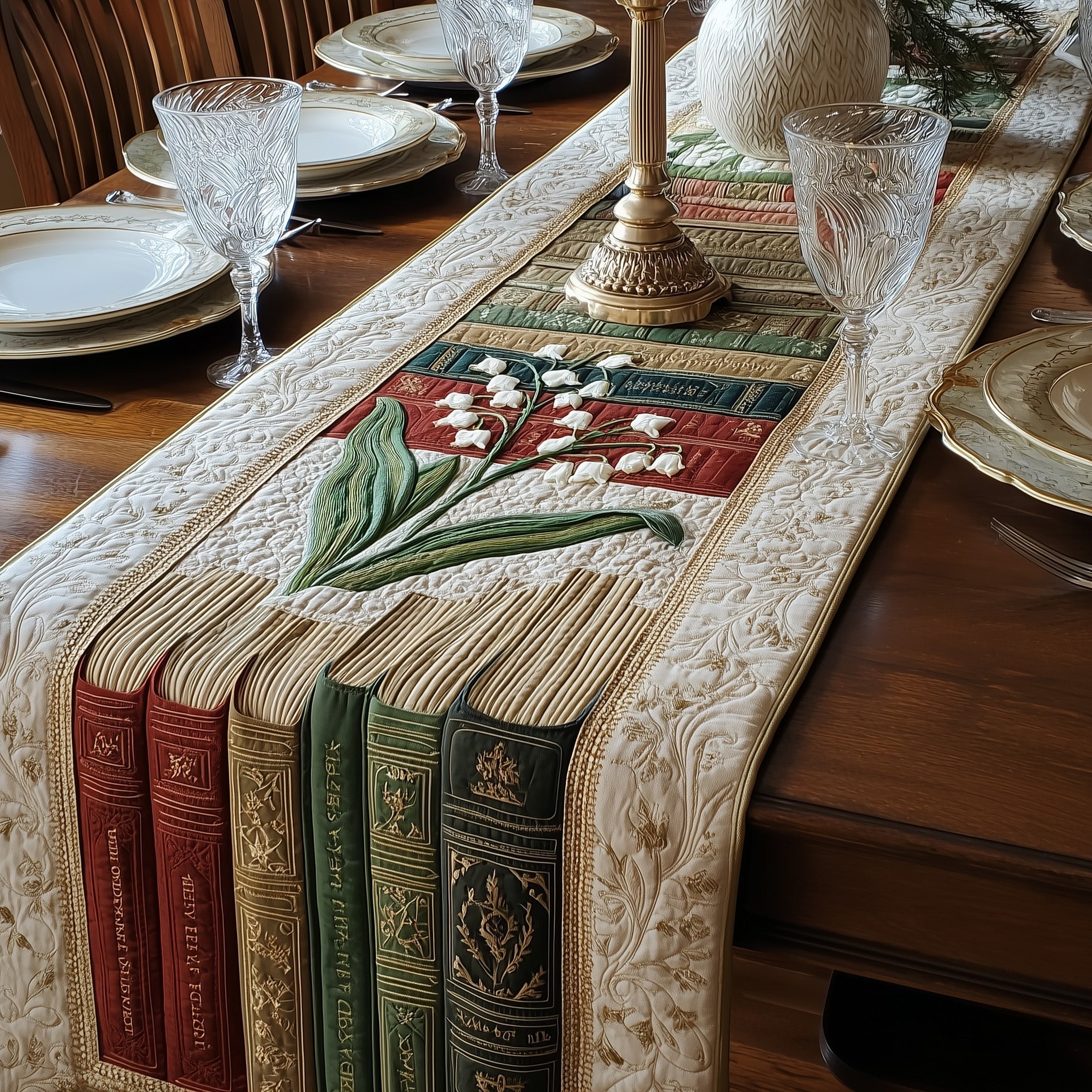 Lily Of The Valley Quilted Table Runner GFTONL5375