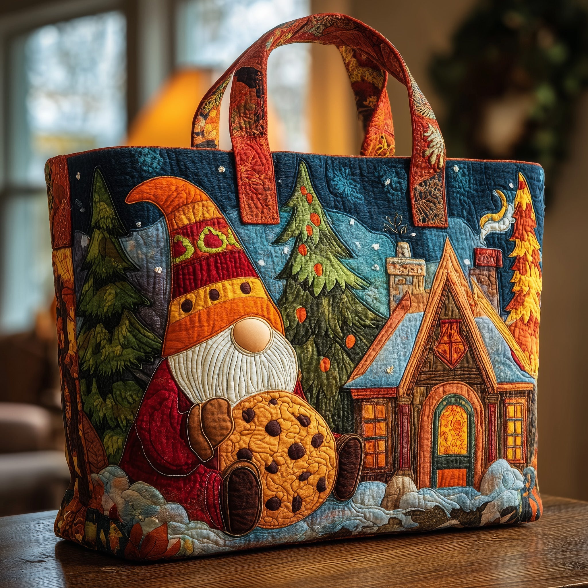 Cozy Gnome House Quilted Tote Bag GFTONL5402