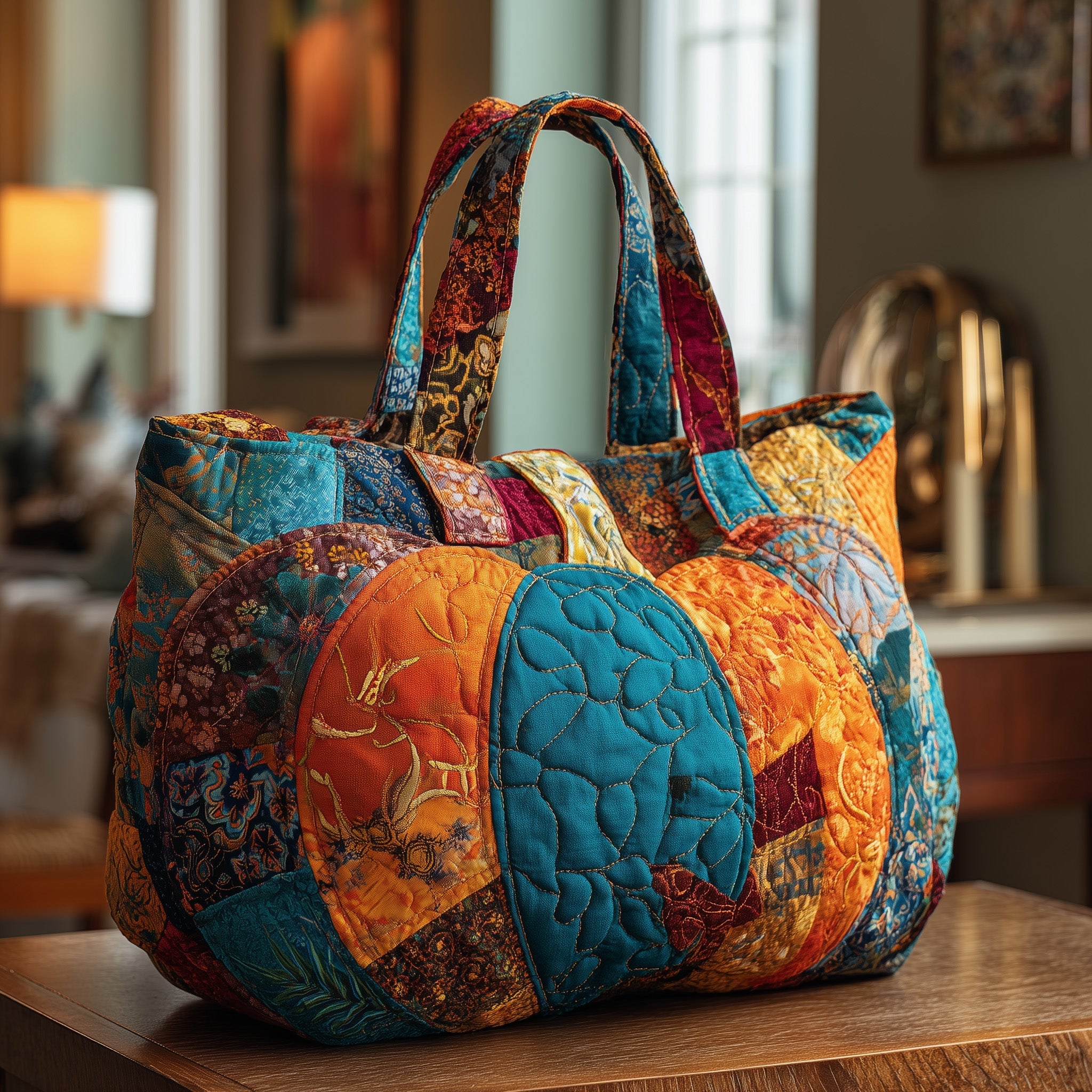 Patchwork Pumpkin Quilted Tote Bag GFTONL5415
