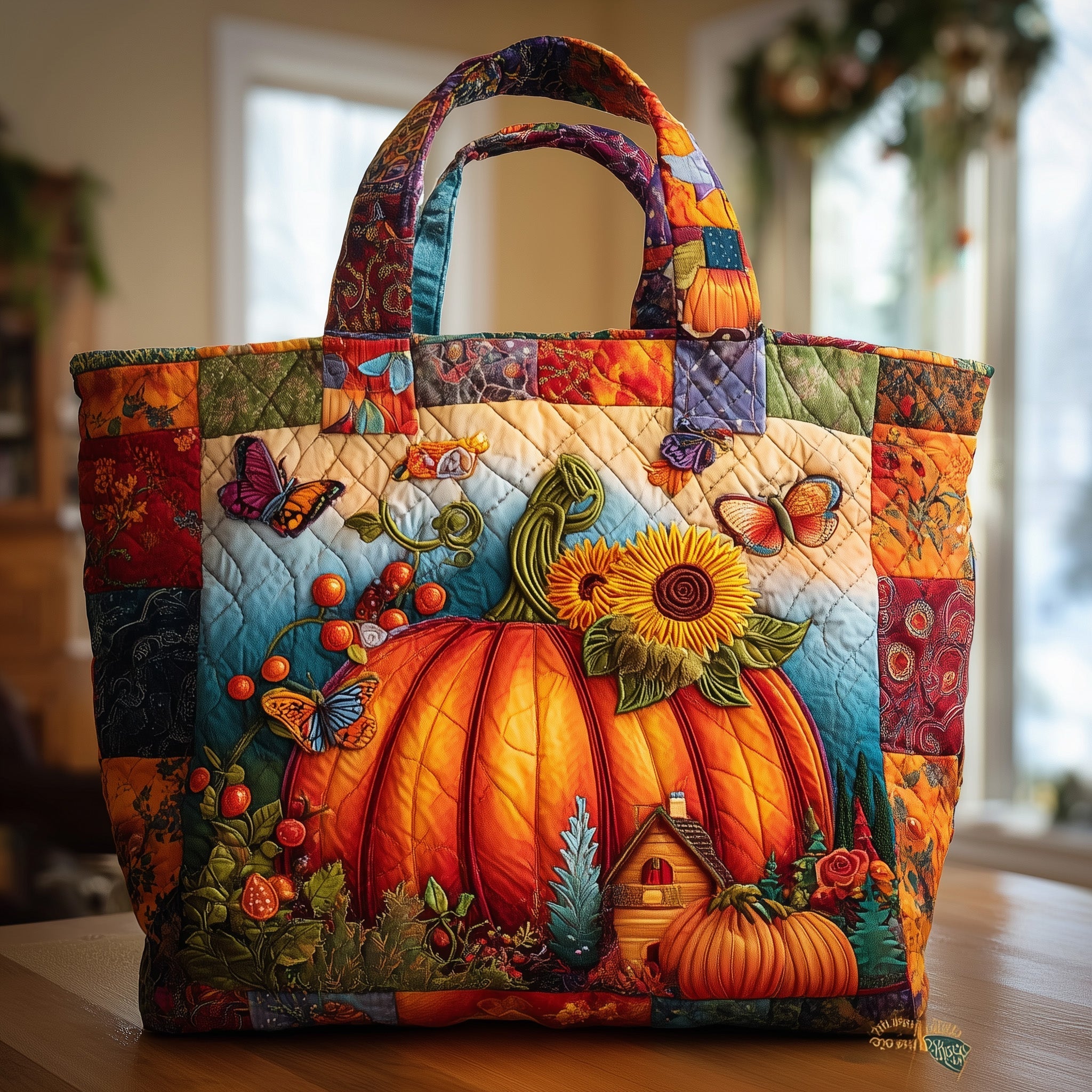 Vibrant Pumpkin Quilted Tote Bag GFTONL5419