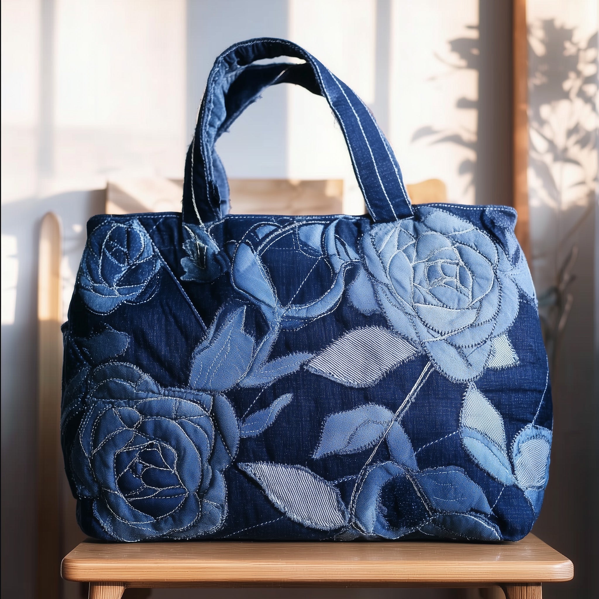 Blue Petal Quilted Tote Bag GFTONL5562