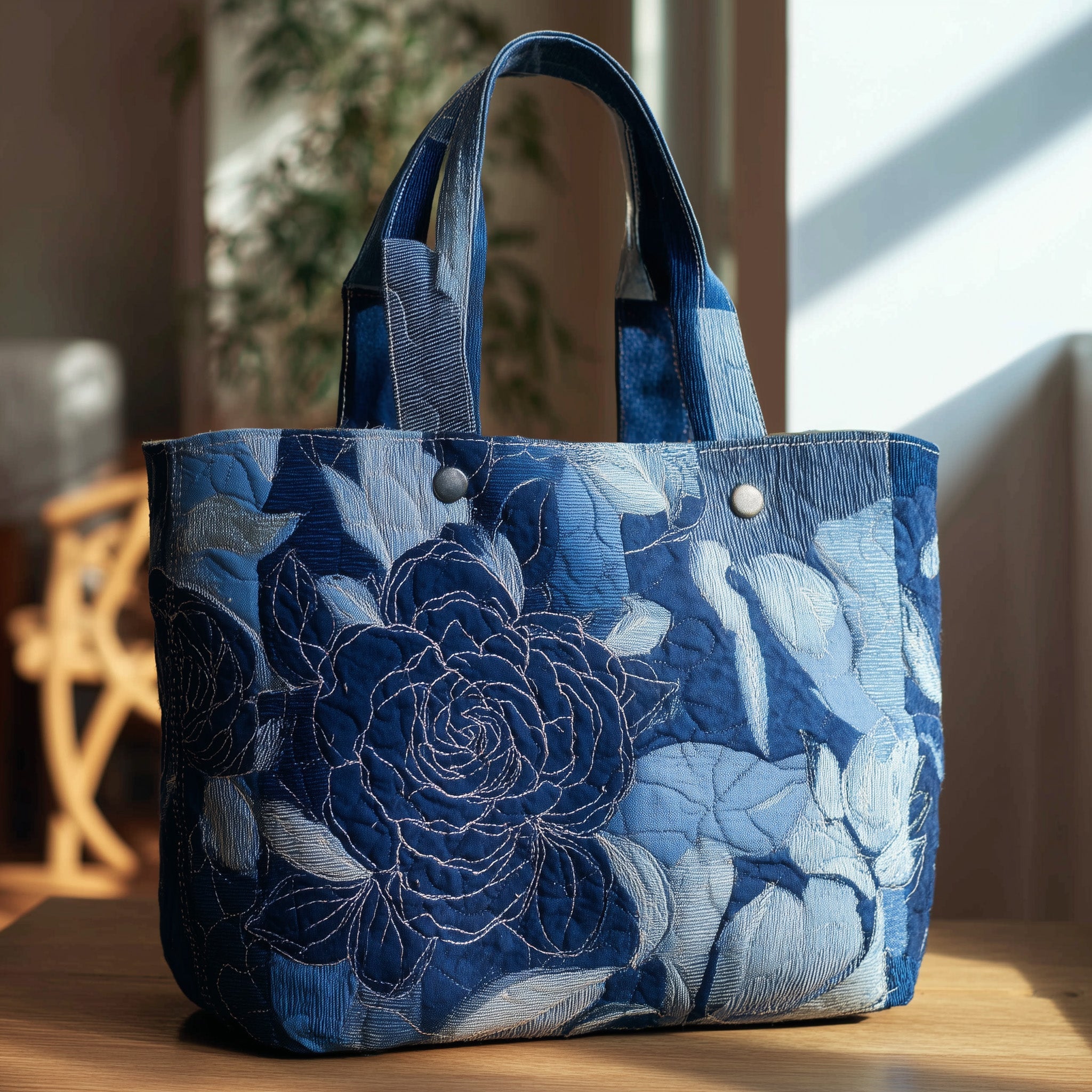 Blue Petal Quilted Tote Bag GFTONL5572