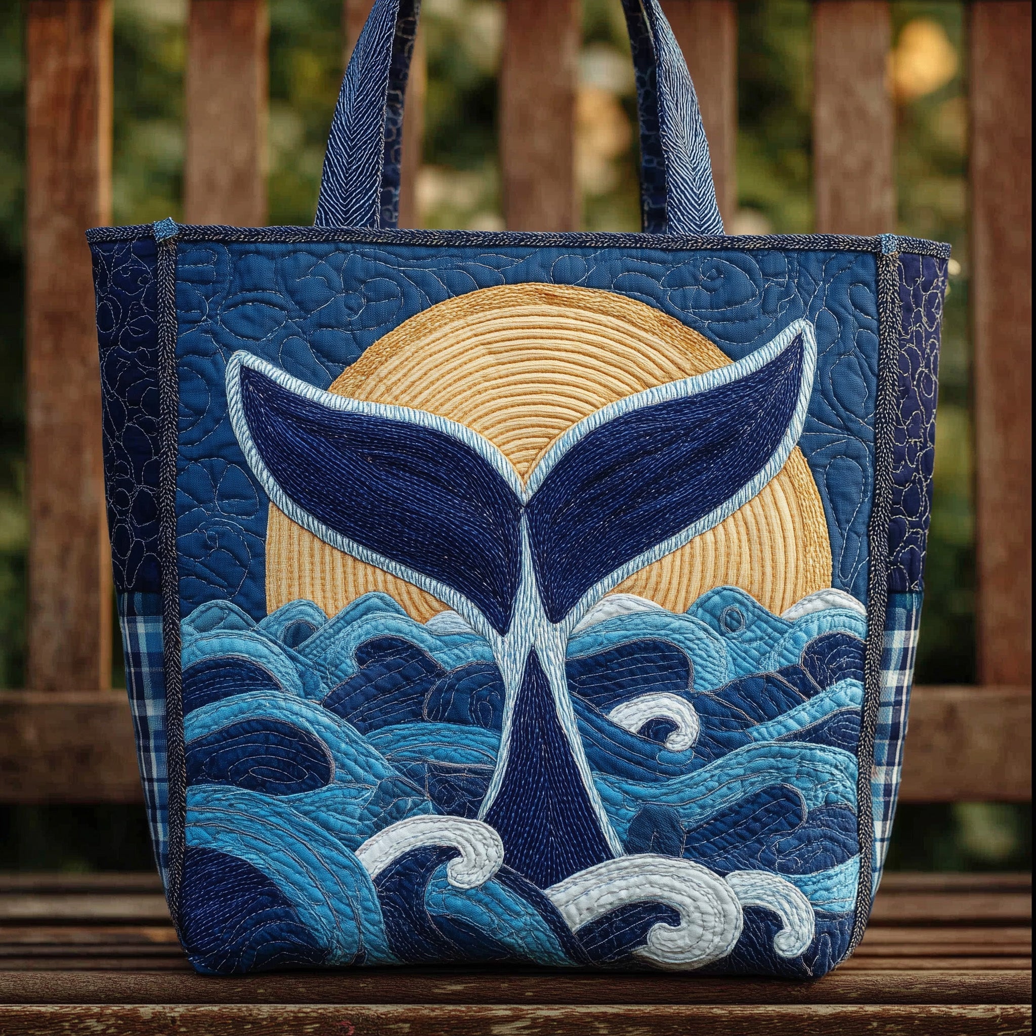 Blue Whale Quilted Tote Bag GFTONL5587