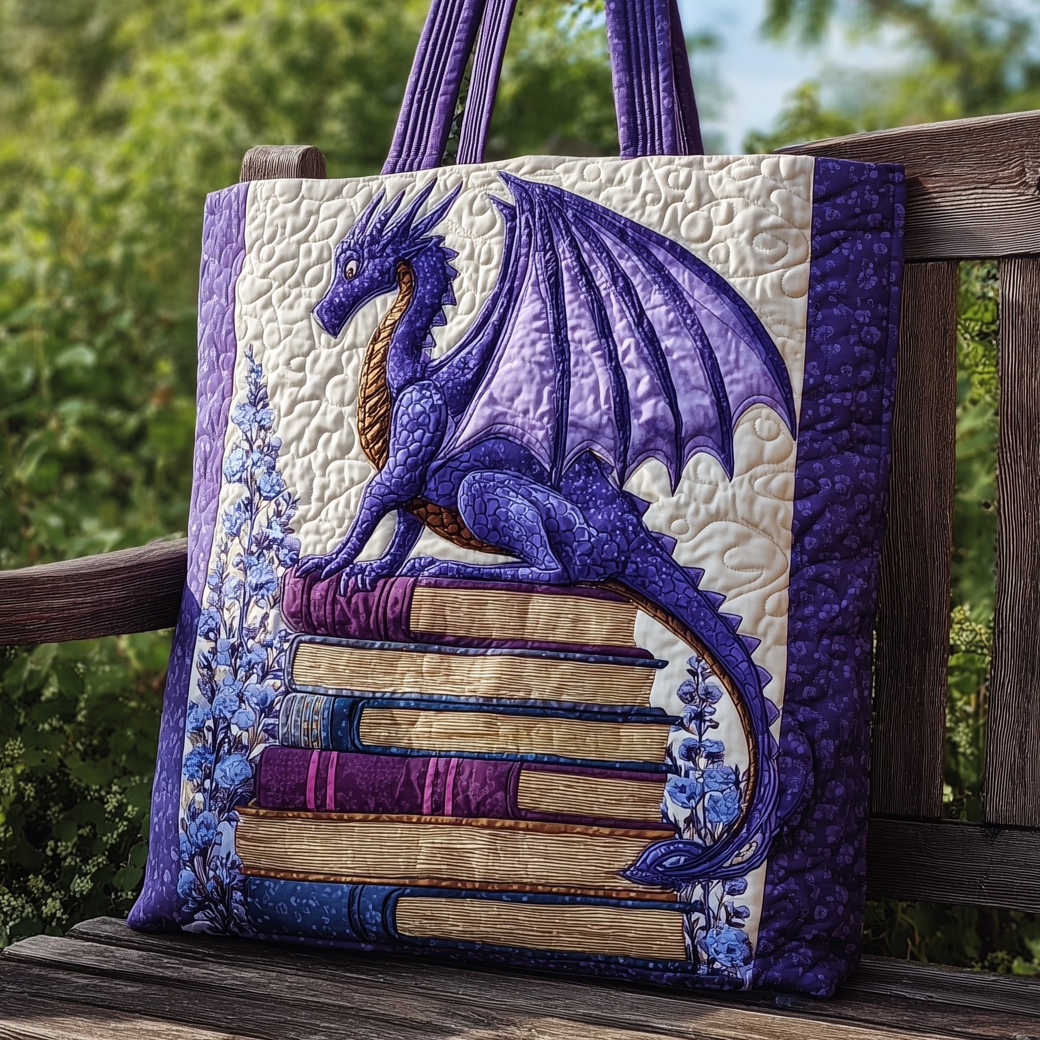 Bookworm Dragon Quilted Tote Bag GFTONL5742