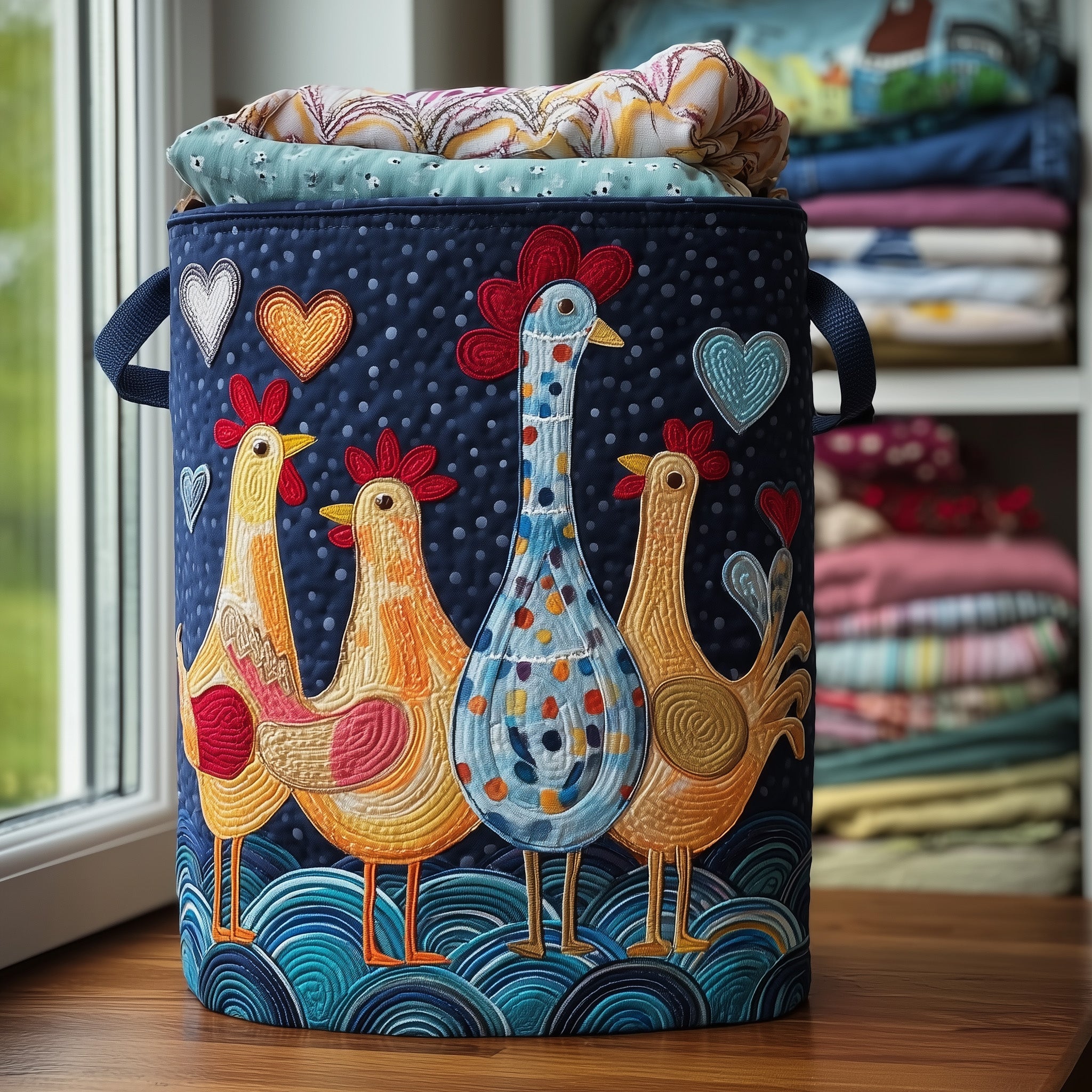 Funky Chicken QuiltedLaundry Basket GFTONL5896