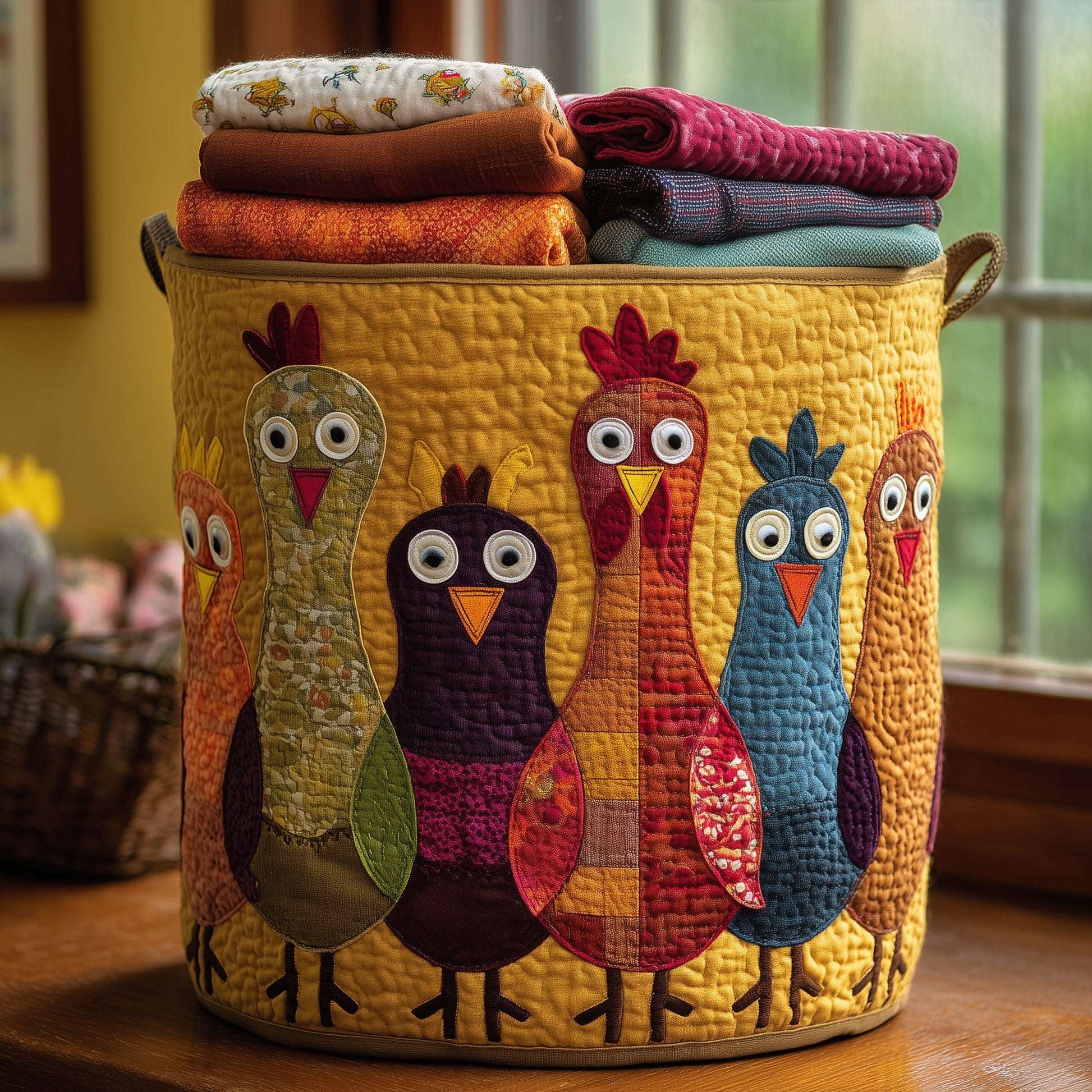 Whimsical ChickenQuilted Laundry Basket GFTONL5905