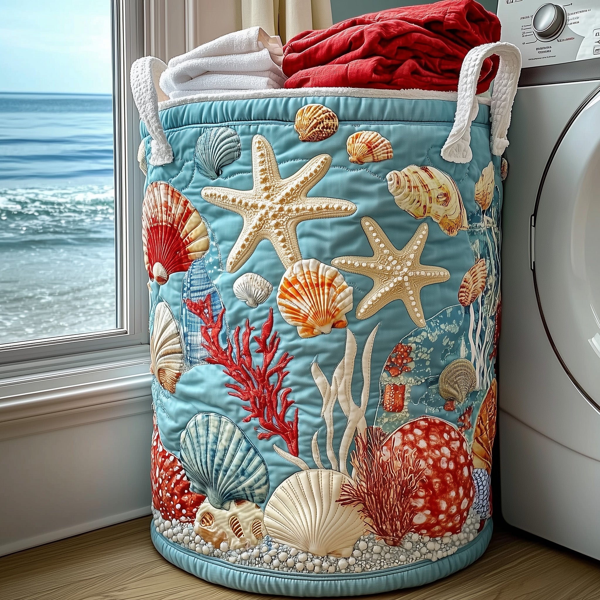 Coastal Dream Quilted Laundry Basket GFTONL6229
