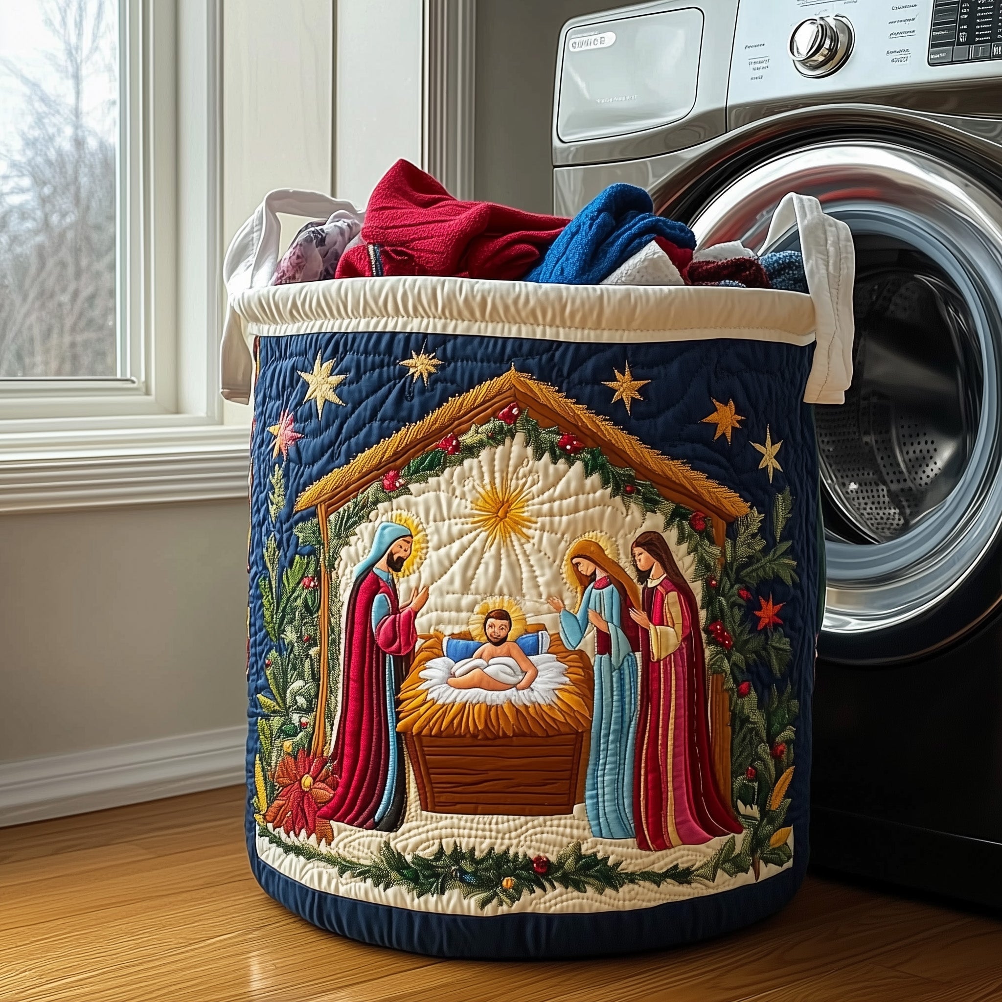 Nativity Scene Quilted Laundry Basket GFTONL6272