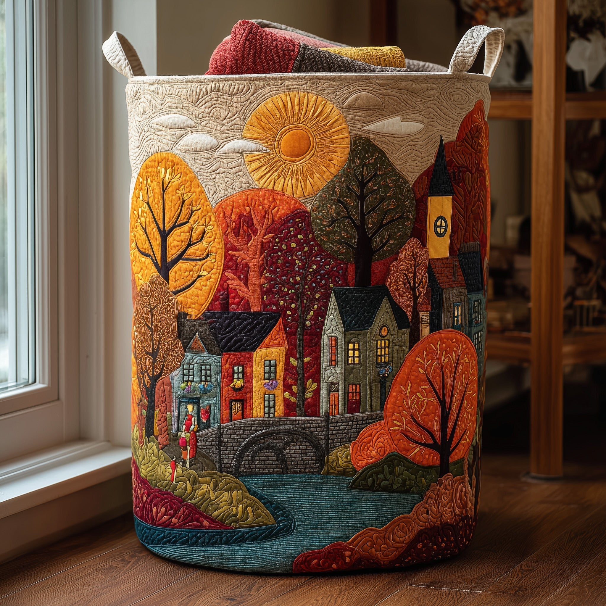 Autumn Town Quilted Laundry Basket GFTONL6279